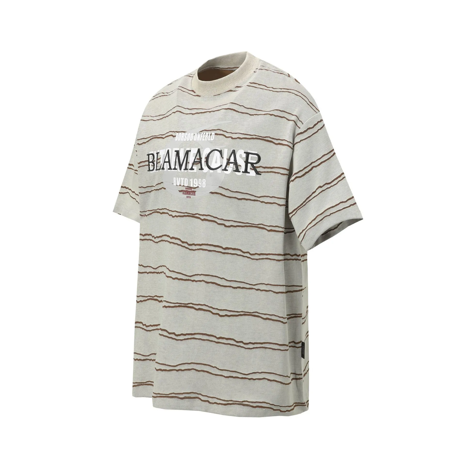 Jiayiku Men's  Summer New New Fashion Brand Jacquard Striped T-shirt Loose Heavy Half Sleeve Top For Men display picture 4