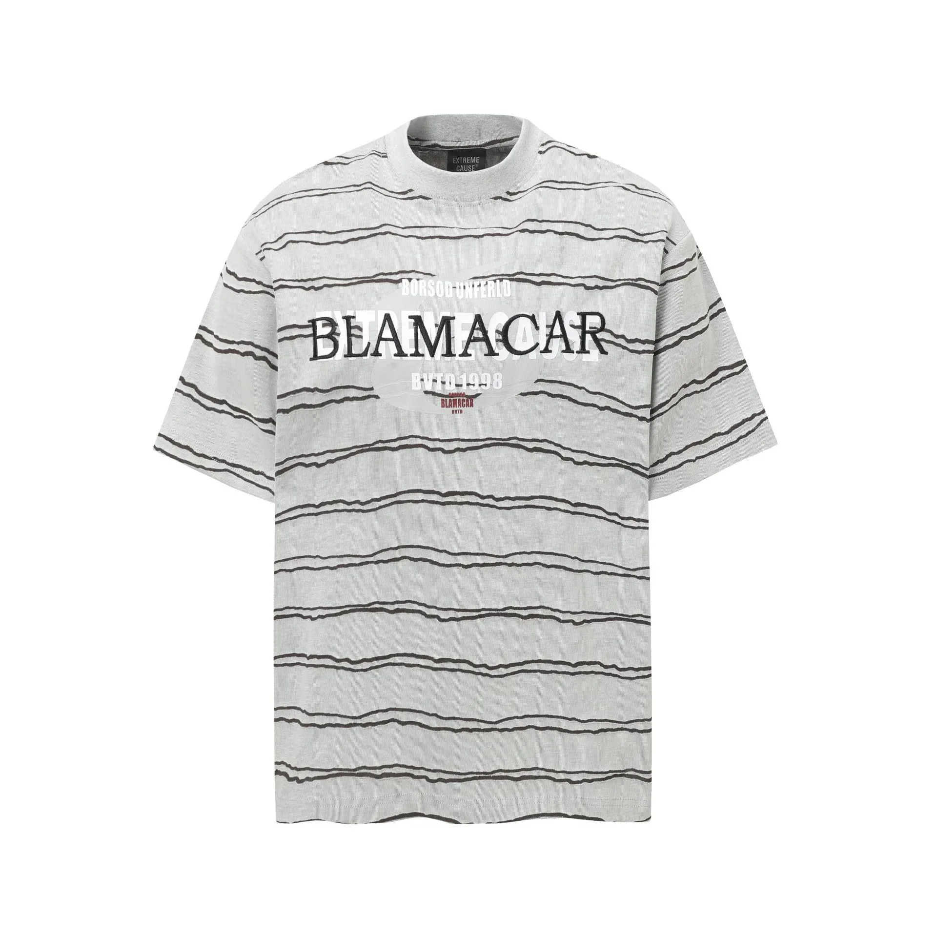 Jiayiku Men's  Summer New New Fashion Brand Jacquard Striped T-shirt Loose Heavy Half Sleeve Top For Men display picture 6