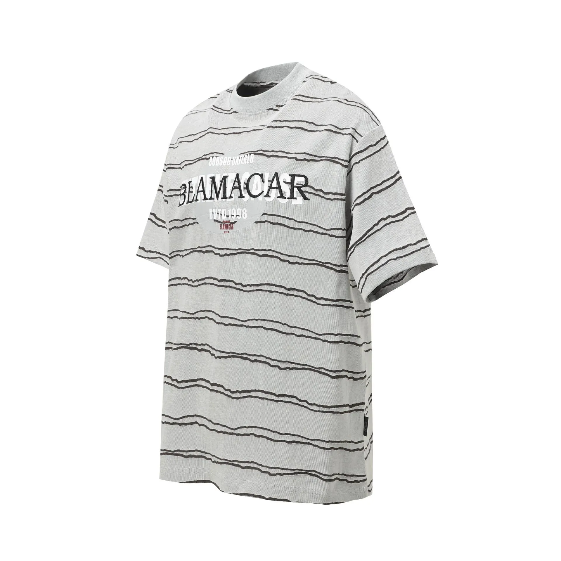 Jiayiku Men's  Summer New New Fashion Brand Jacquard Striped T-shirt Loose Heavy Half Sleeve Top For Men display picture 7