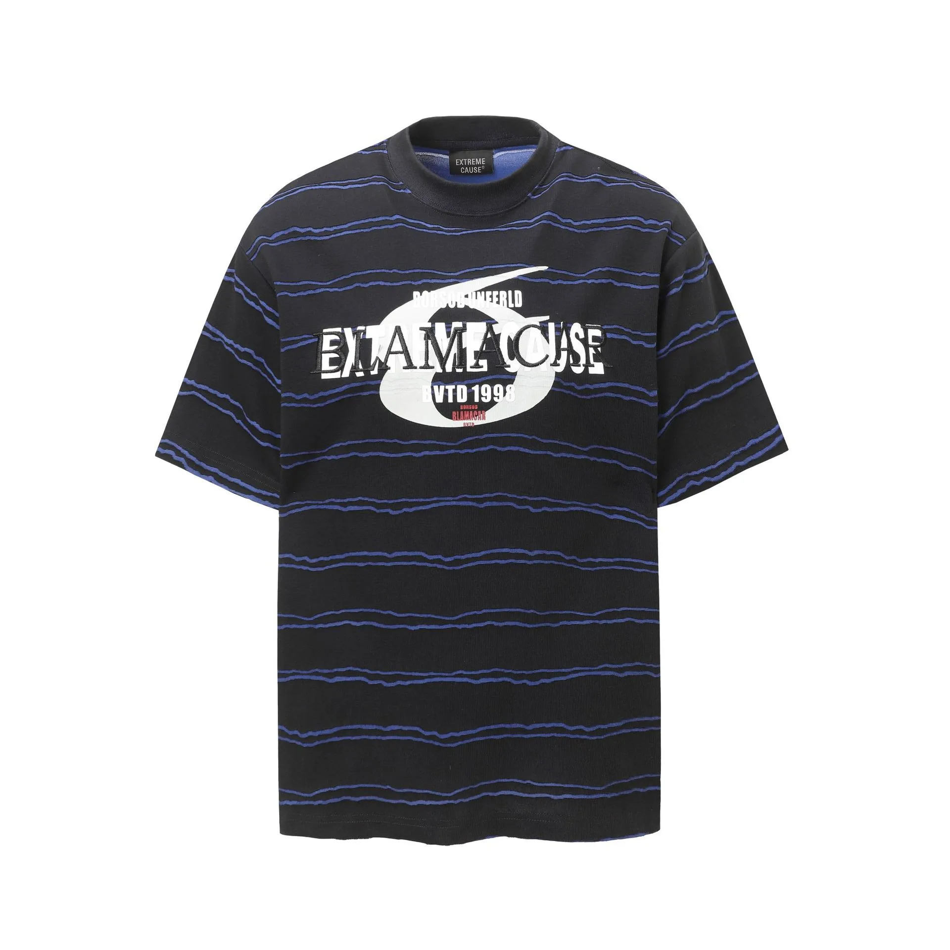 Jiayiku Men's  Summer New New Fashion Brand Jacquard Striped T-shirt Loose Heavy Half Sleeve Top For Men display picture 9