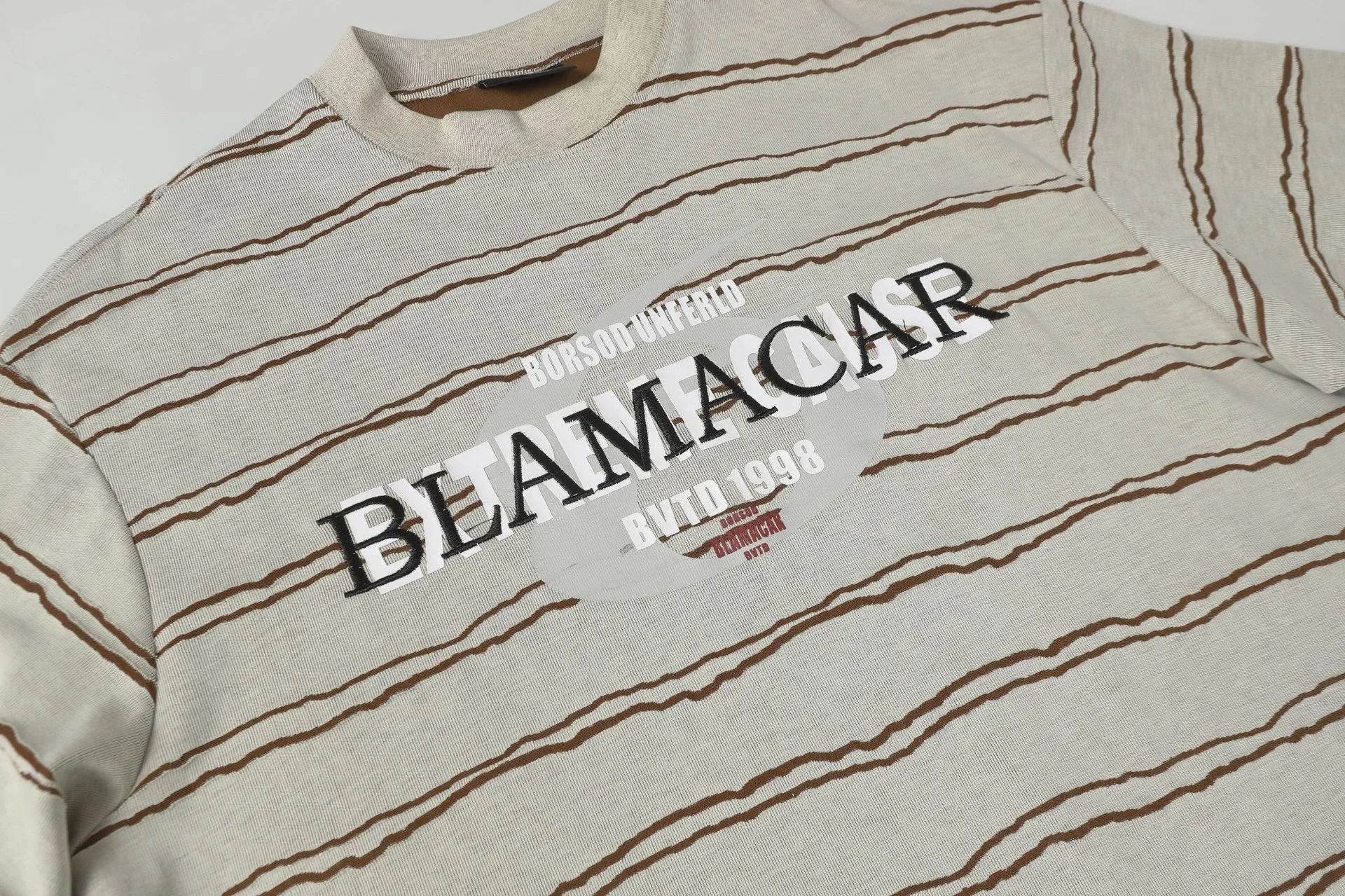 Jiayiku Men's  Summer New New Fashion Brand Jacquard Striped T-shirt Loose Heavy Half Sleeve Top For Men display picture 13