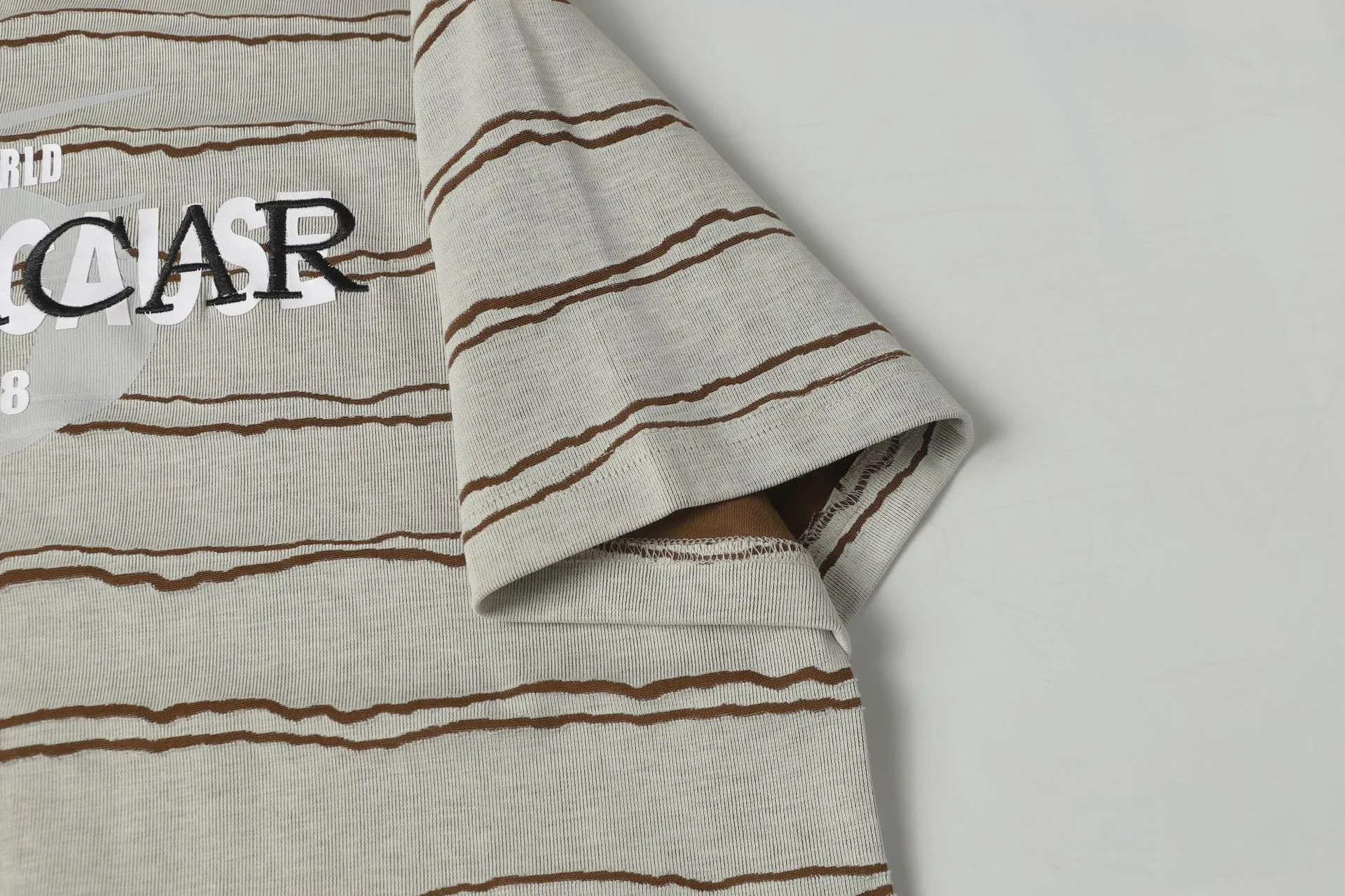 Jiayiku Men's  Summer New New Fashion Brand Jacquard Striped T-shirt Loose Heavy Half Sleeve Top For Men display picture 15