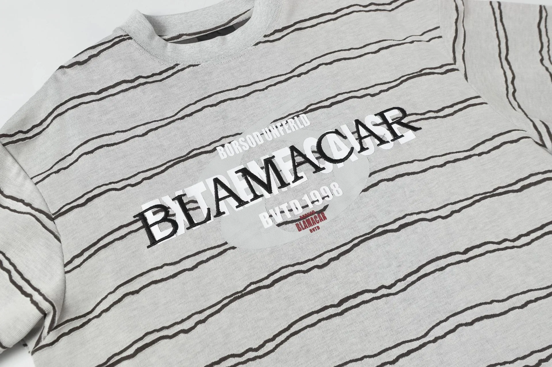 Jiayiku Men's  Summer New New Fashion Brand Jacquard Striped T-shirt Loose Heavy Half Sleeve Top For Men display picture 23