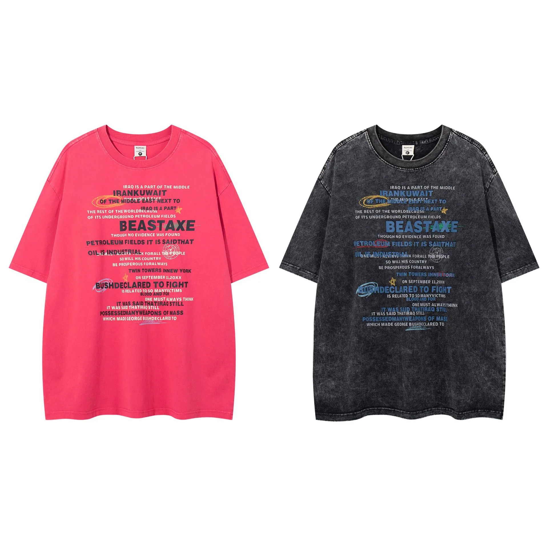 Jiayiku  Summer T-Shirt Men's American Retro Trendy Brand Heavy Washed Cotton T-Shirt Short-Sleeved Loose Bottoming Shirt display picture 2
