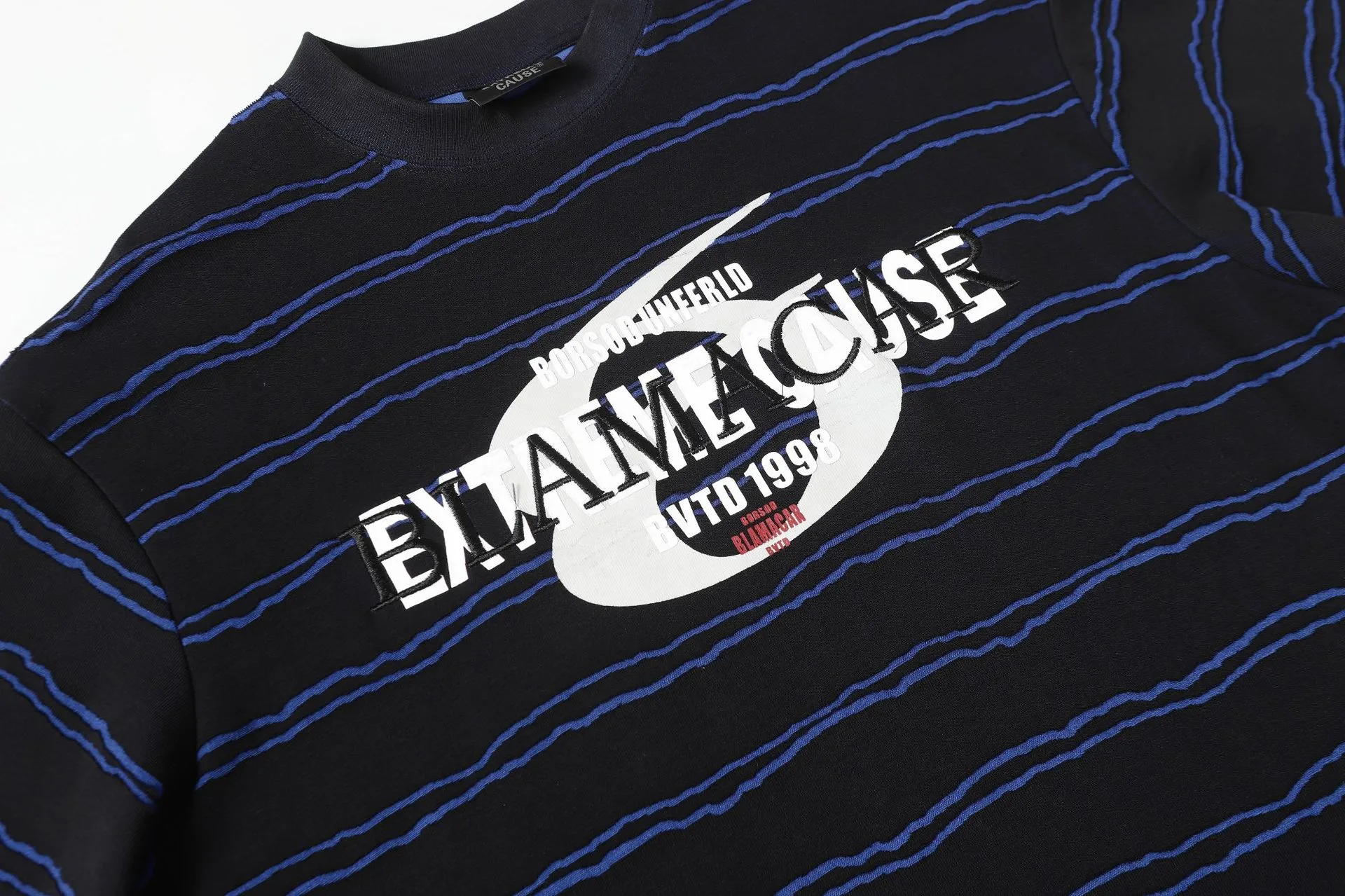 Jiayiku Men's  Summer New New Fashion Brand Jacquard Striped T-shirt Loose Heavy Half Sleeve Top For Men display picture 32