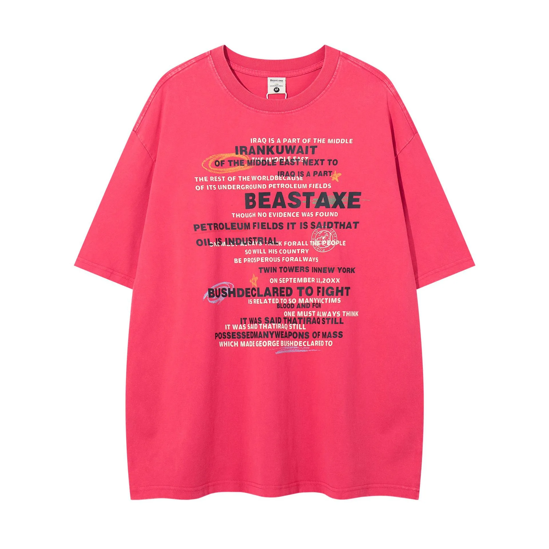 Jiayiku  Summer T-Shirt Men's American Retro Trendy Brand Heavy Washed Cotton T-Shirt Short-Sleeved Loose Bottoming Shirt display picture 5