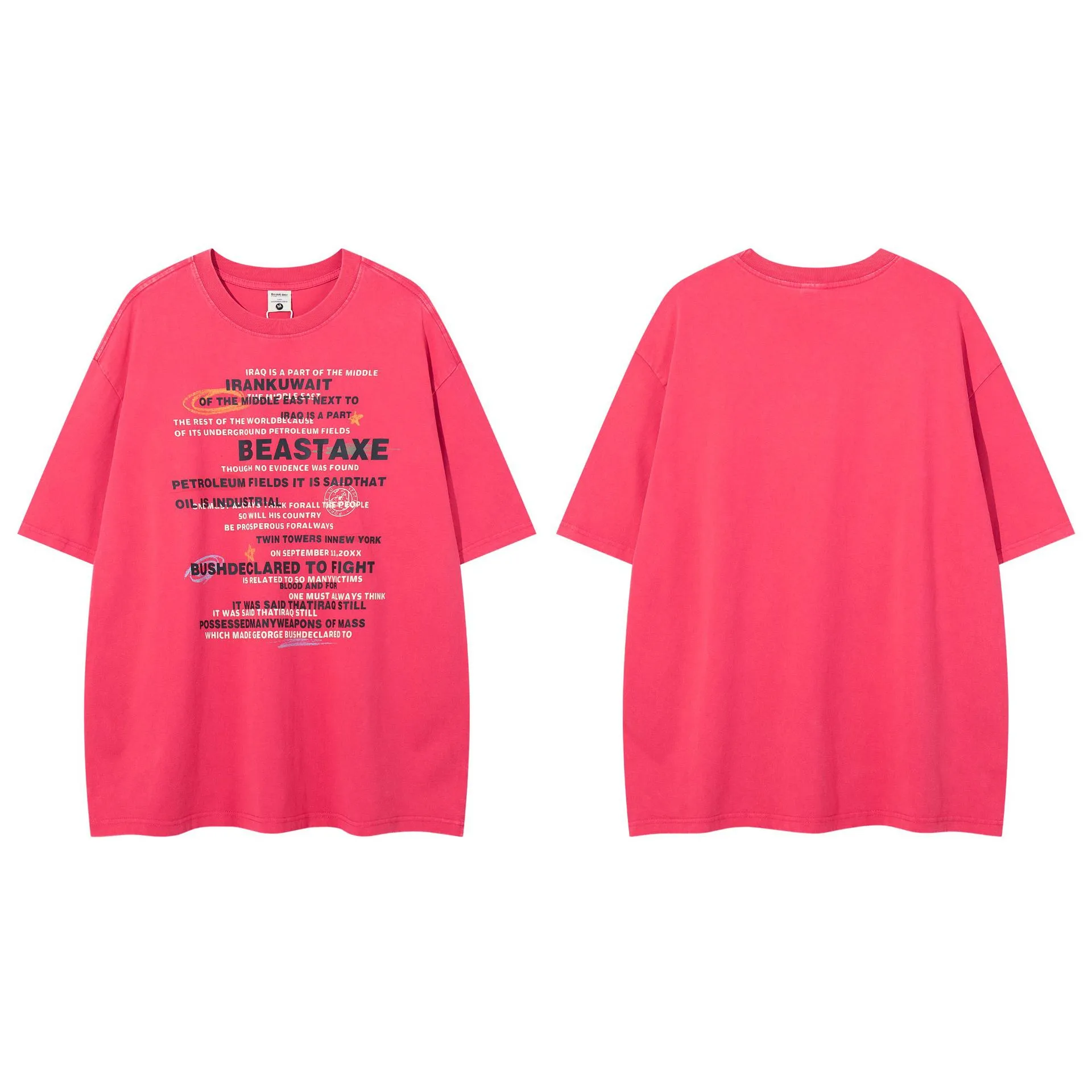 Jiayiku  Summer T-Shirt Men's American Retro Trendy Brand Heavy Washed Cotton T-Shirt Short-Sleeved Loose Bottoming Shirt display picture 8