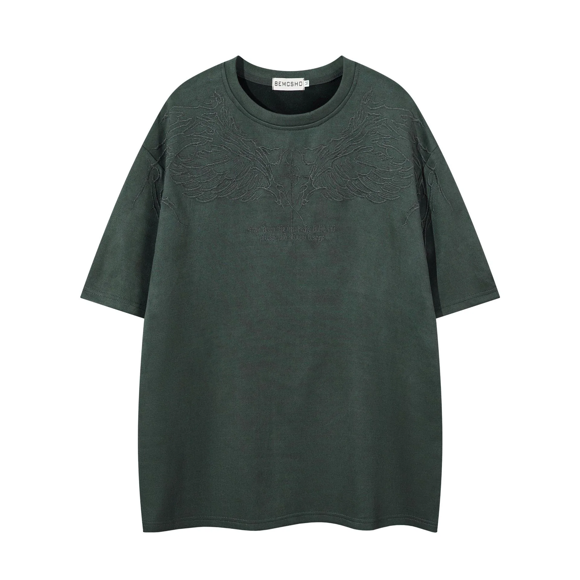 Jiayiku  Summer T-Shirt Men's American Street Dark Fashion Brand Skull Skeleton Embroidered Suede Short-Sleeved T-Shirt display picture 4