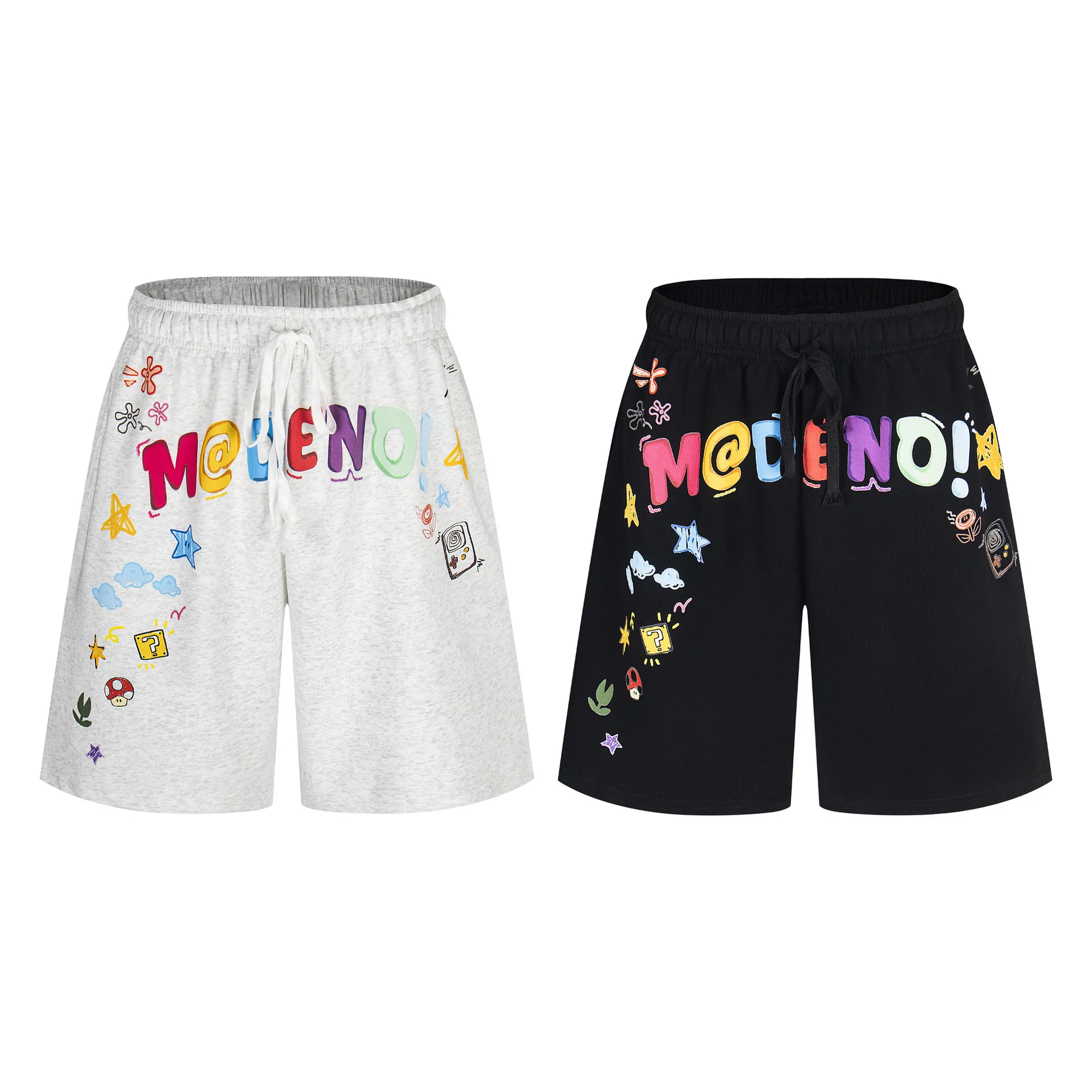 Jiayiku Trendy Brand  New High-End American Retro Five-Point Pants Loose Couple Style Printed Straight Pants display picture 2