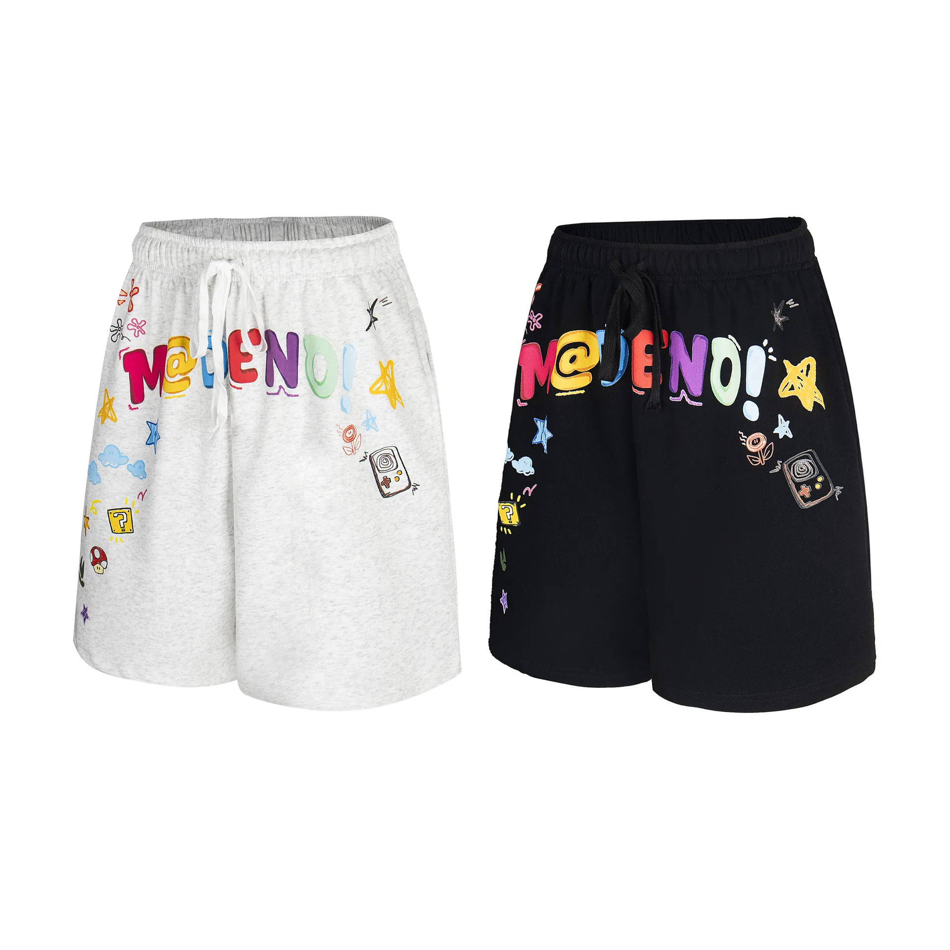 Jiayiku Trendy Brand  New High-End American Retro Five-Point Pants Loose Couple Style Printed Straight Pants display picture 9