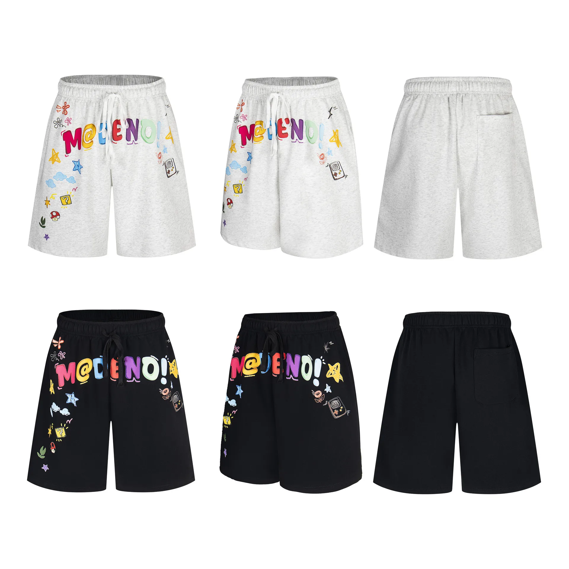 Jiayiku Trendy Brand  New High-End American Retro Five-Point Pants Loose Couple Style Printed Straight Pants display picture 10