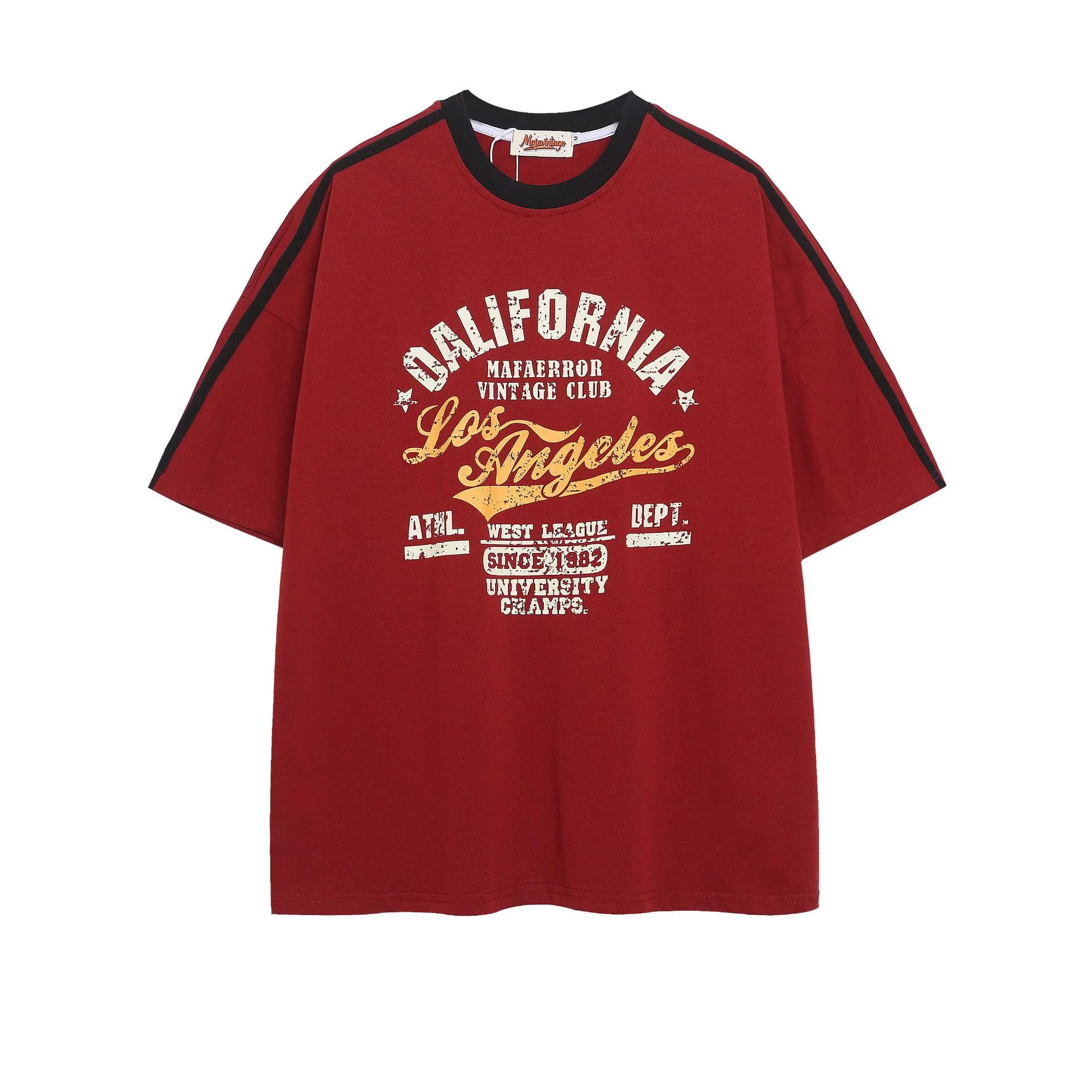 Jiayiku Men's  Summer New American Retro Fashion Brand Couple Sports T-shirt Loose Cotton Short-sleeved Men display picture 3