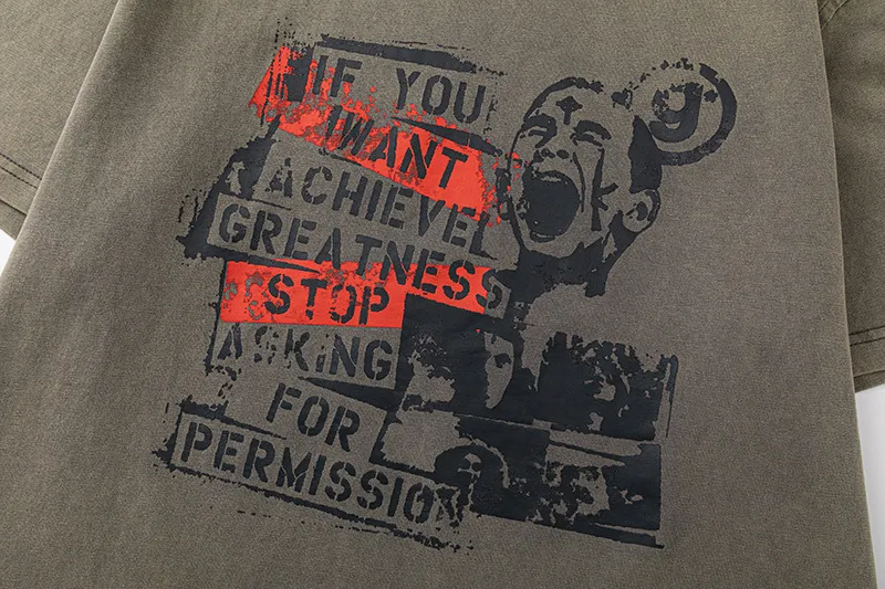 Jiayiku Men's  Summer American Retro Fashion Brand Heavy Washing Tee Spoof Graffiti Short-sleeved T-shirt Men's display picture 4