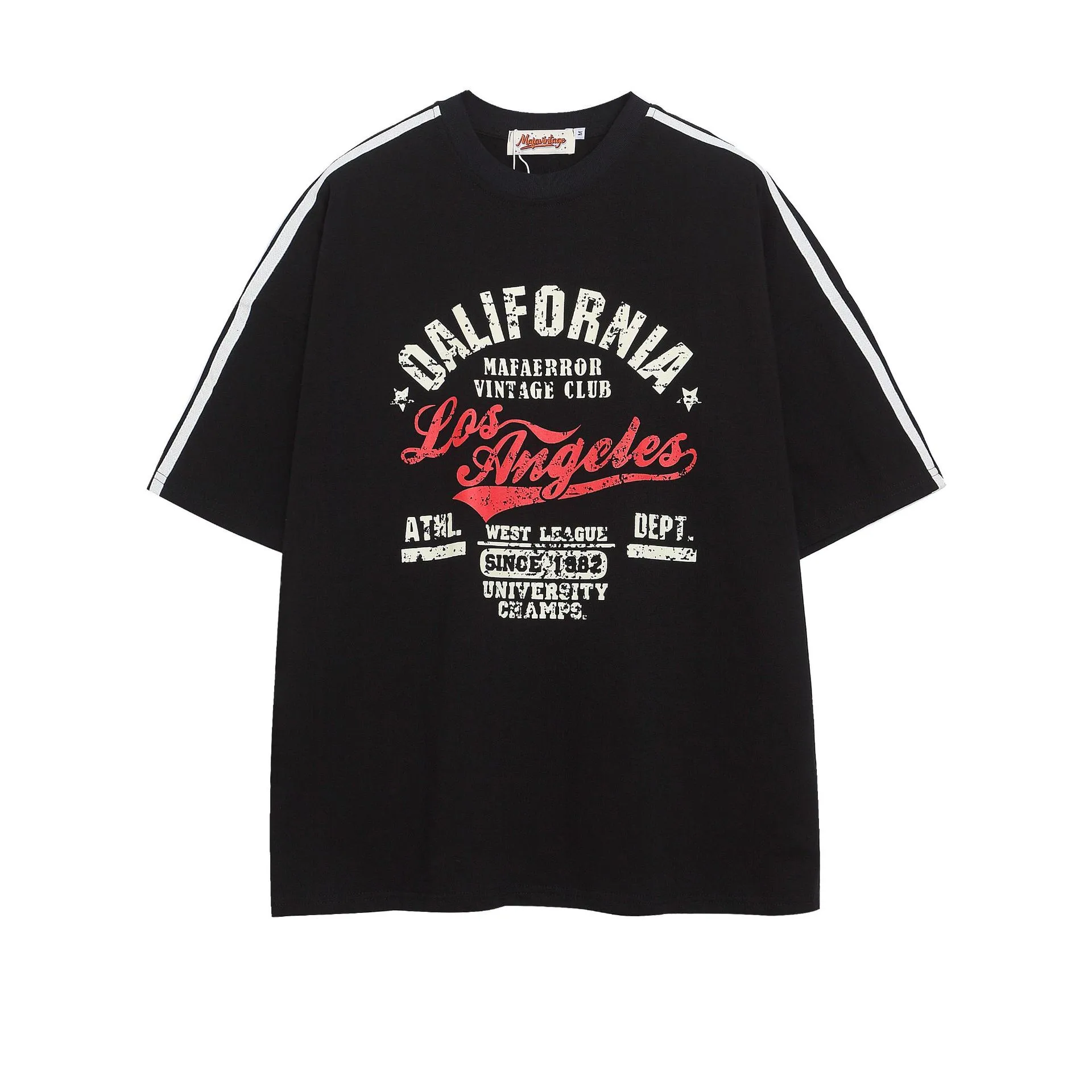 Jiayiku Men's  Summer New American Retro Fashion Brand Couple Sports T-shirt Loose Cotton Short-sleeved Men display picture 5