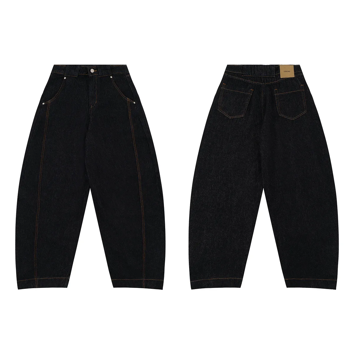 Jiayiku Men's  American Vintage Washed Jeans Men's And Women's High-end Sense Machete Wide-leg Long Pants display picture 8