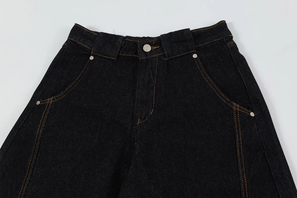 Jiayiku Men's  American Vintage Washed Jeans Men's And Women's High-end Sense Machete Wide-leg Long Pants display picture 11