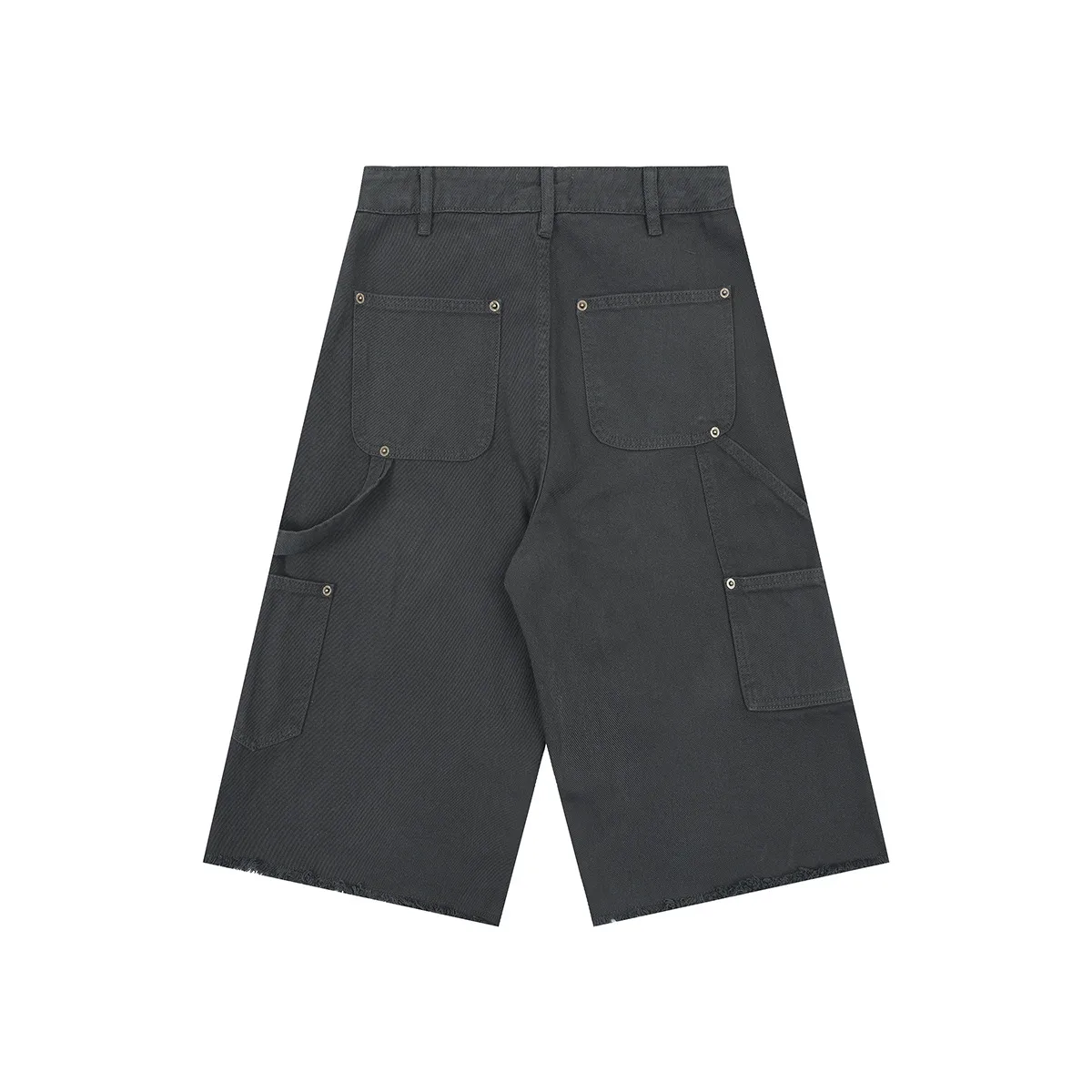 Jiayiku Men's  American Retro Rivet Cutting Wood Fold Denim Shorts Men's Washed Damaged Five-point Pants display picture 11