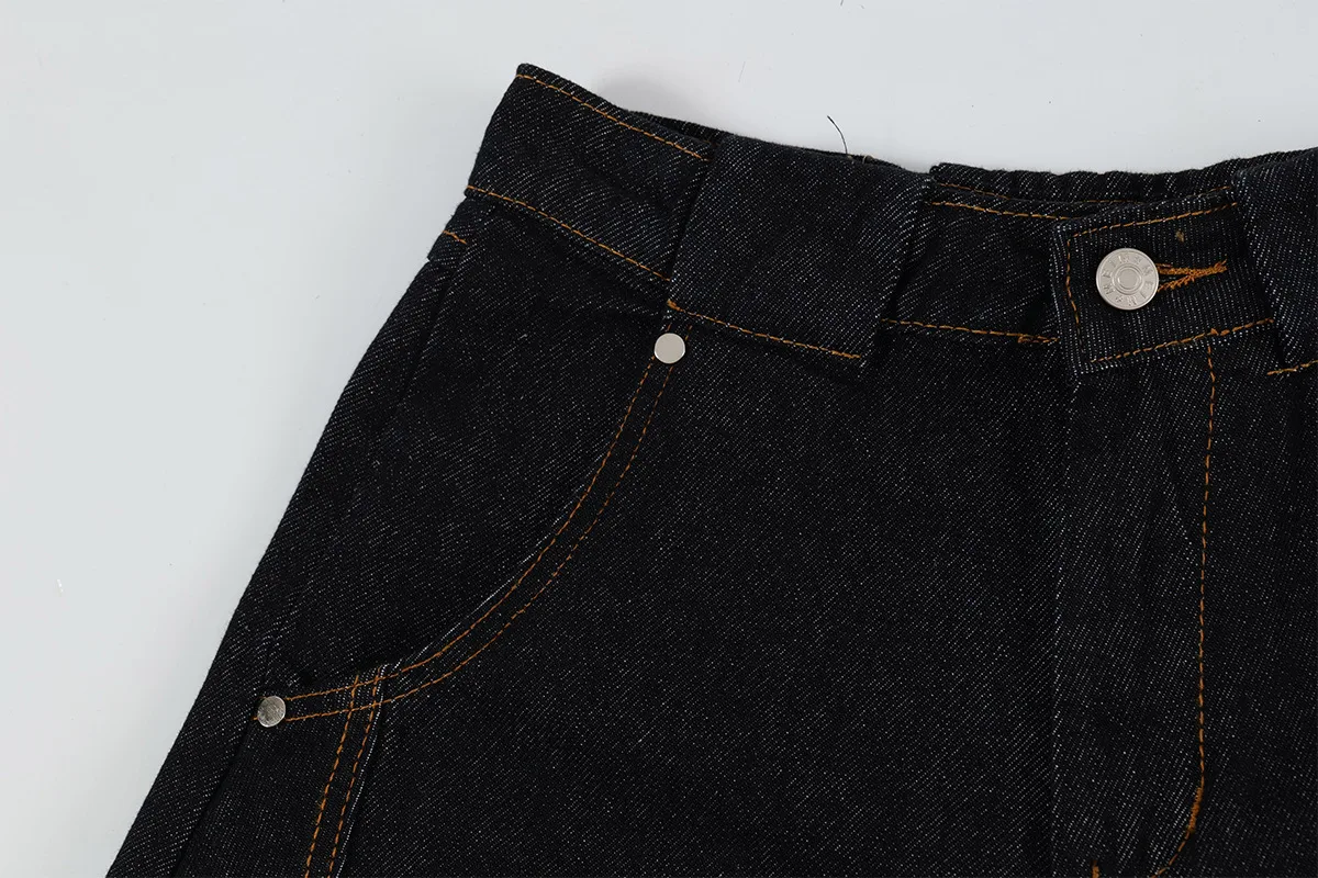 Jiayiku Men's  American Vintage Washed Jeans Men's And Women's High-end Sense Machete Wide-leg Long Pants display picture 12