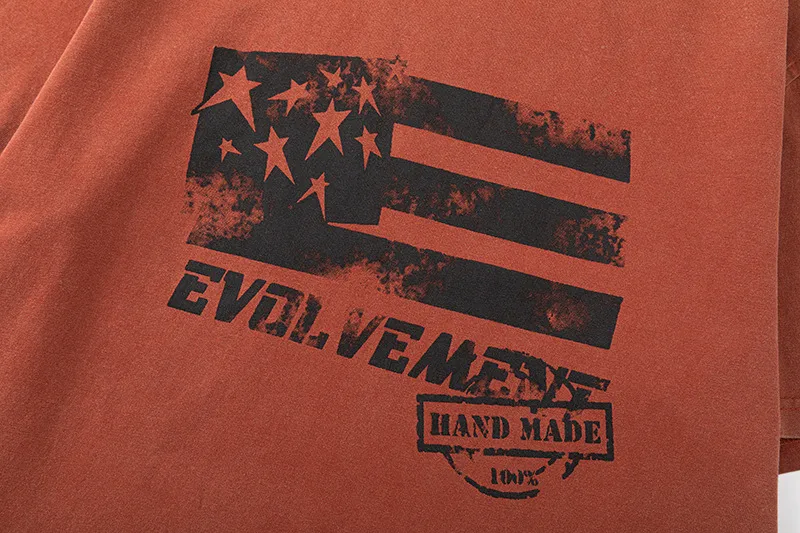 Jiayiku Men's  Summer American Retro Fashion Brand Heavy Washed Tee Stars And Stripes Graffiti Short-sleeved T-shirt For Men display picture 4