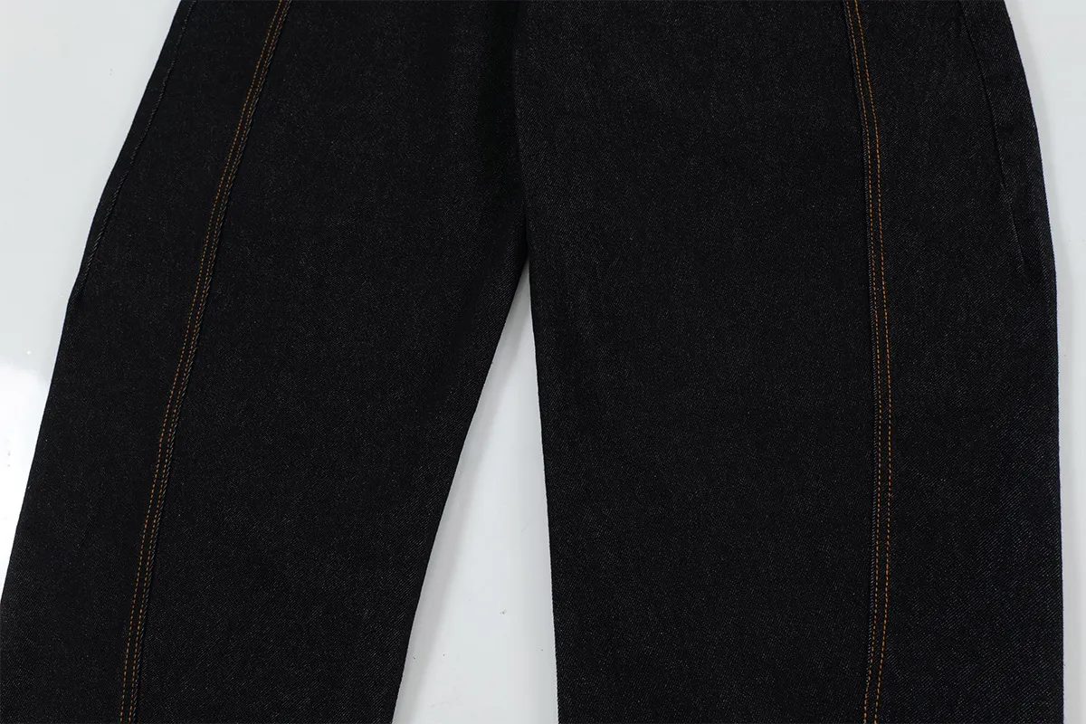 Jiayiku Men's  American Vintage Washed Jeans Men's And Women's High-end Sense Machete Wide-leg Long Pants display picture 15