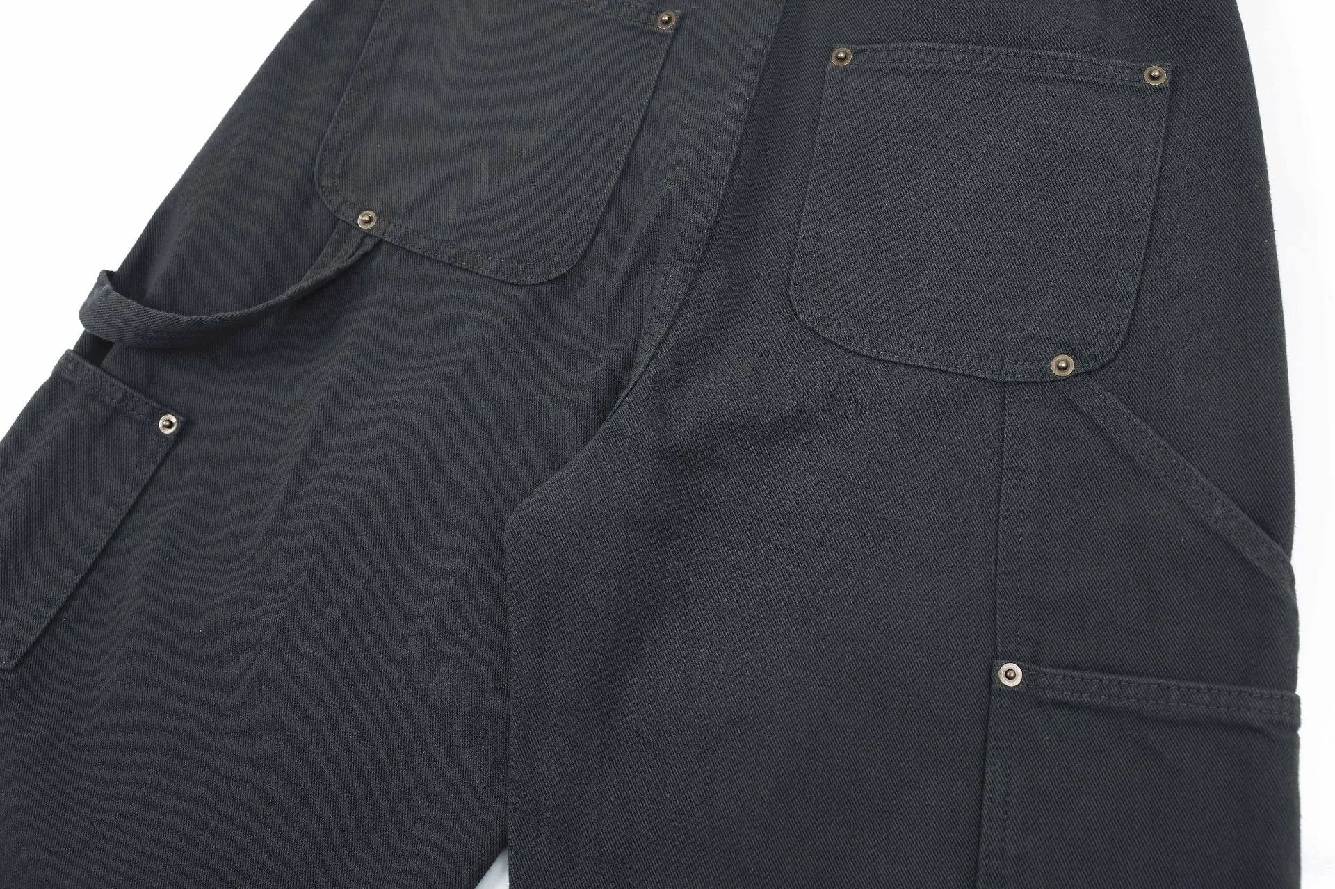 Jiayiku Men's  American Retro Rivet Cutting Wood Fold Denim Shorts Men's Washed Damaged Five-point Pants display picture 31
