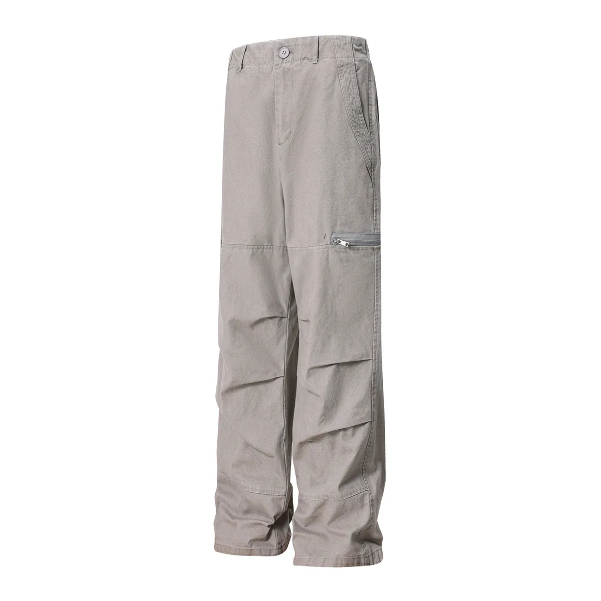 Jiayiku Men's Clothing  American Vintage Washed Antique Pleated Design Crowdwork Pants Straight Casual Trousers For Men And Women display picture 5