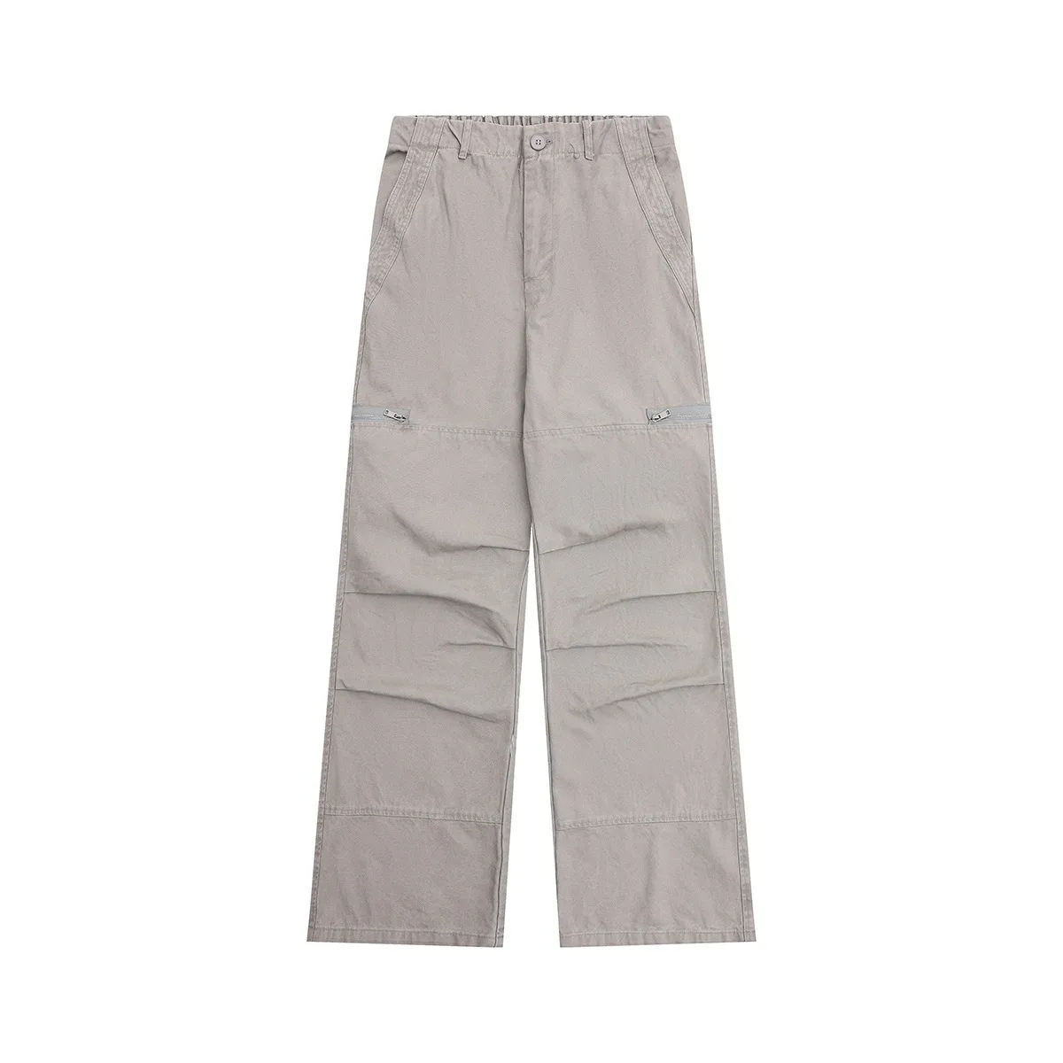 Jiayiku Men's Clothing  American Vintage Washed Antique Pleated Design Crowdwork Pants Straight Casual Trousers For Men And Women display picture 10