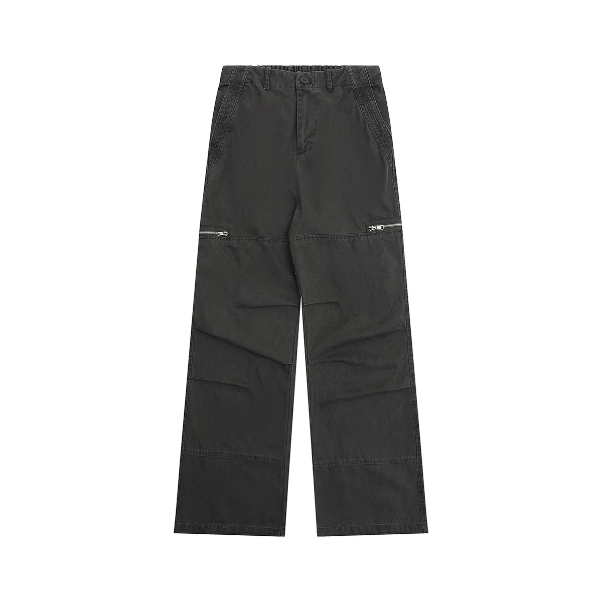 Jiayiku Men's Clothing  American Vintage Washed Antique Pleated Design Crowdwork Pants Straight Casual Trousers For Men And Women display picture 12