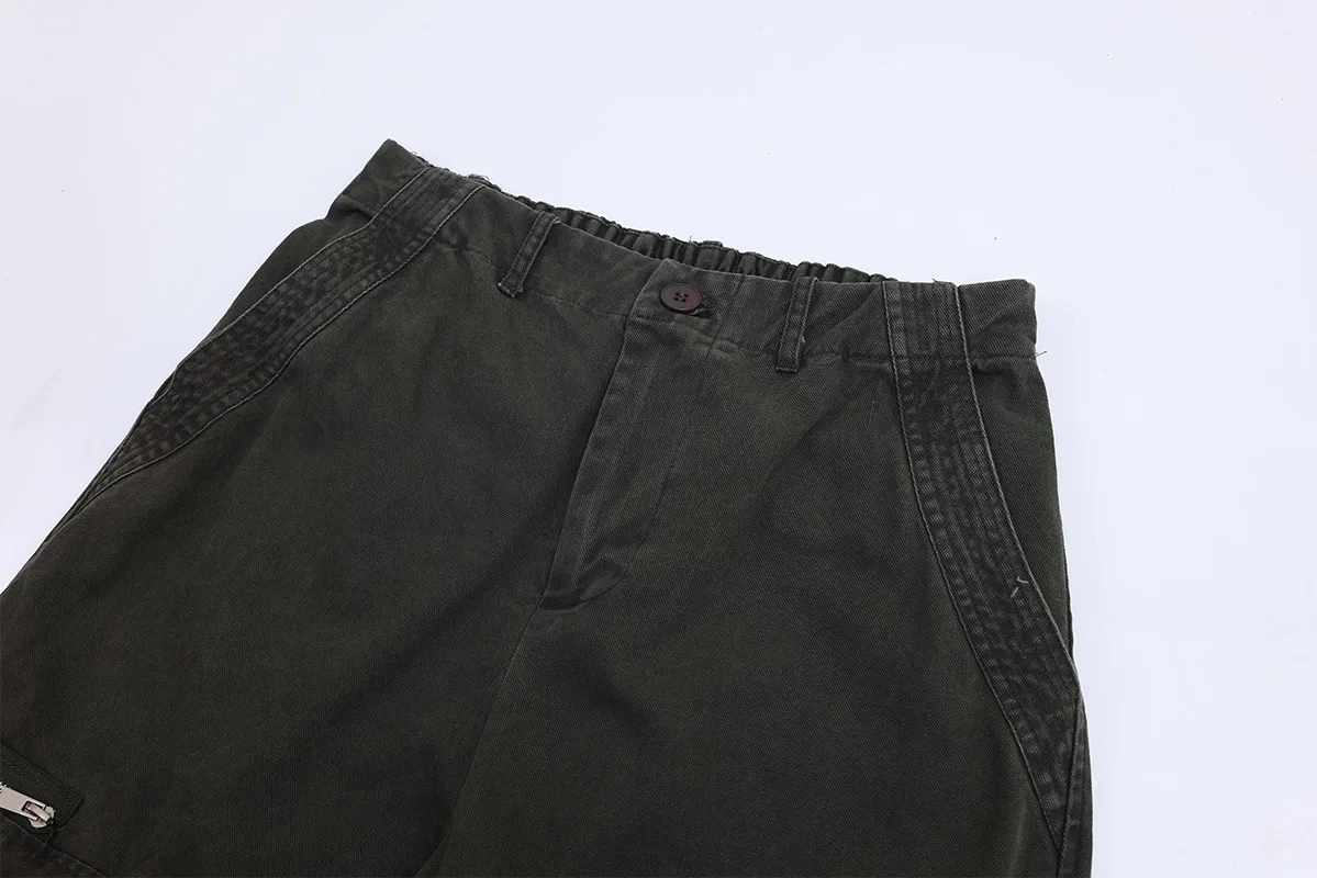 Jiayiku Men's Clothing  American Vintage Washed Antique Pleated Design Crowdwork Pants Straight Casual Trousers For Men And Women display picture 14