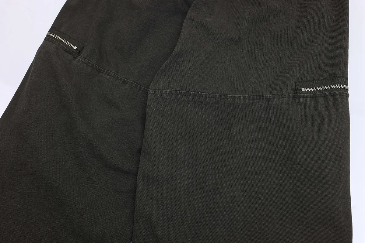 Jiayiku Men's Clothing  American Vintage Washed Antique Pleated Design Crowdwork Pants Straight Casual Trousers For Men And Women display picture 16