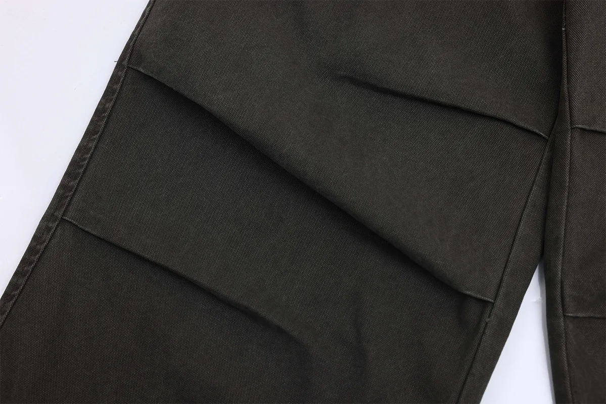 Jiayiku Men's Clothing  American Vintage Washed Antique Pleated Design Crowdwork Pants Straight Casual Trousers For Men And Women display picture 20