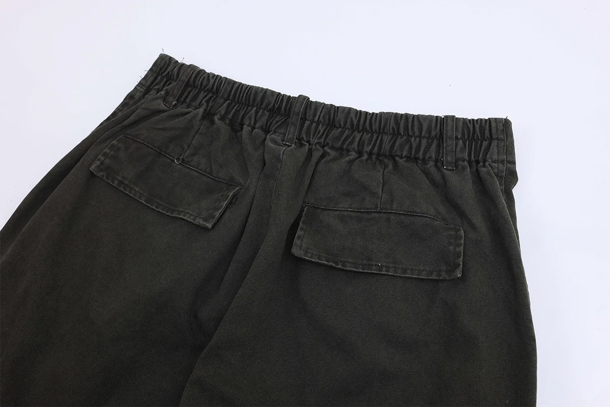 Jiayiku Men's Clothing  American Vintage Washed Antique Pleated Design Crowdwork Pants Straight Casual Trousers For Men And Women display picture 23