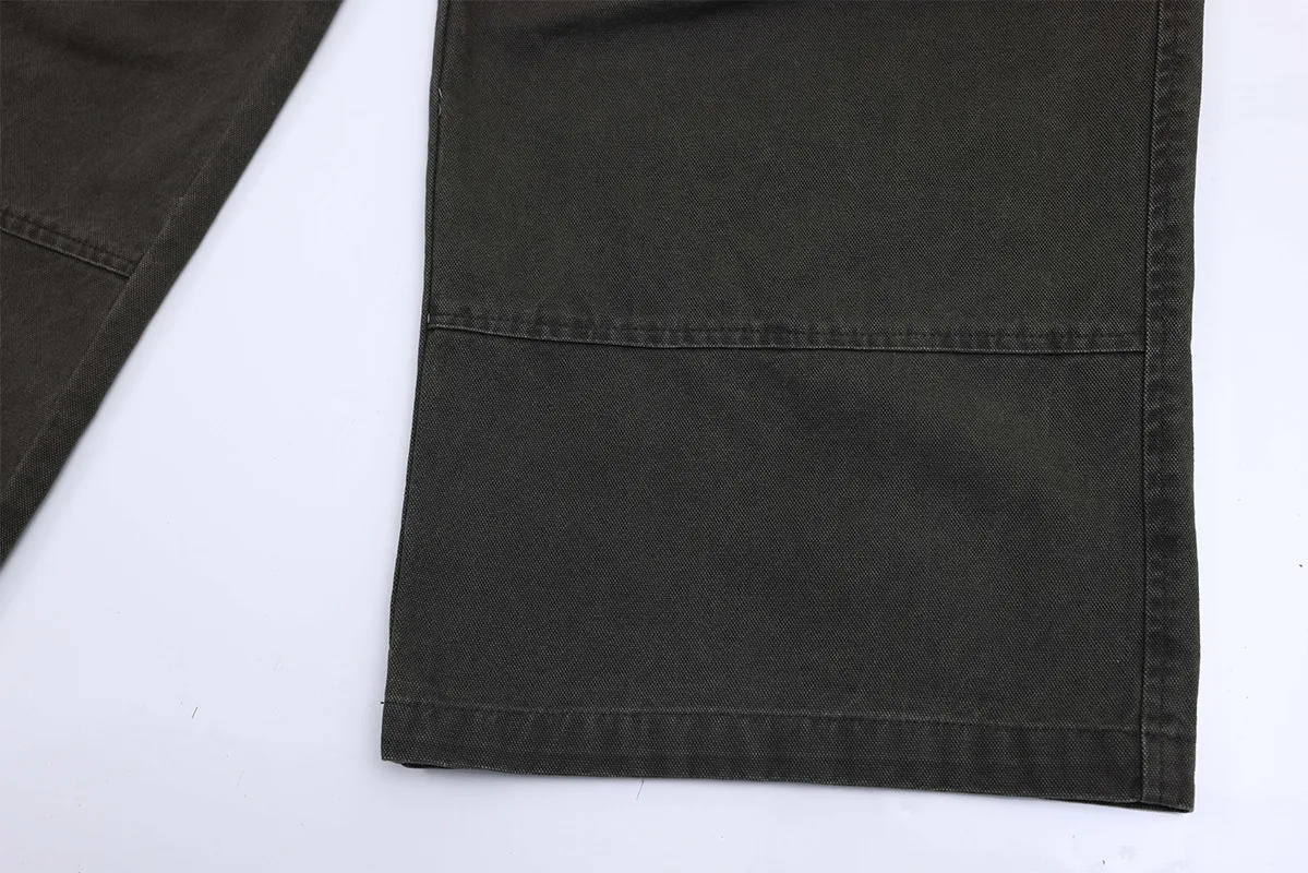 Jiayiku Men's Clothing  American Vintage Washed Antique Pleated Design Crowdwork Pants Straight Casual Trousers For Men And Women display picture 24