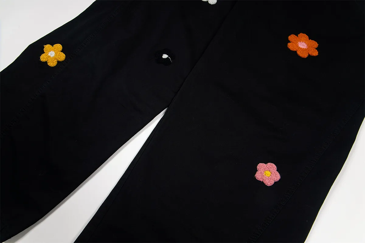 Jiayiku Men's Clothing  High Street American Style Trendy Brand Heavy Washed Flower Embroidered Caught Pants Straight-barrel Wide-leg Pants display picture 10