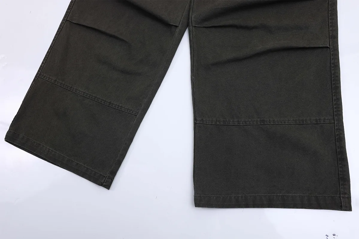 Jiayiku Men's Clothing  American Vintage Washed Antique Pleated Design Crowdwork Pants Straight Casual Trousers For Men And Women display picture 26