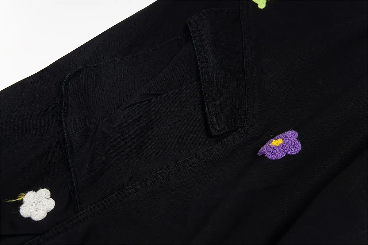 Jiayiku Men's Clothing  High Street American Style Trendy Brand Heavy Washed Flower Embroidered Caught Pants Straight-barrel Wide-leg Pants display picture 13