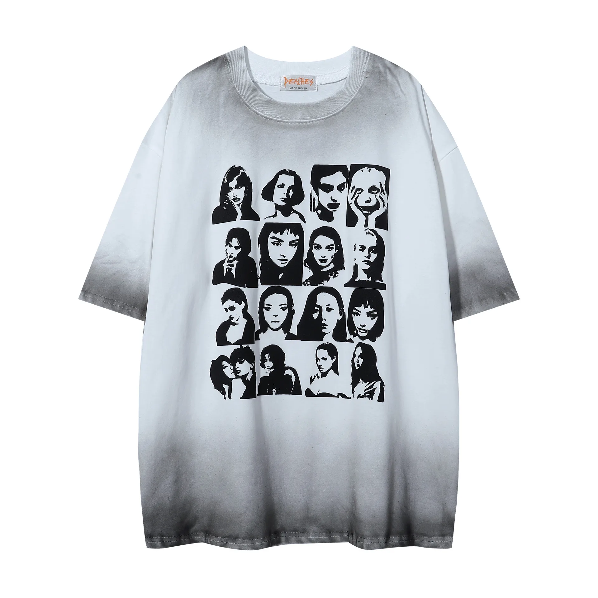 Jiayiku Men's Clothing  Summer American Street Hip Hop Trendy Brand Tee Waste Earth Style Dark Black Style Head T-Shirt Short Sleeve display picture 3