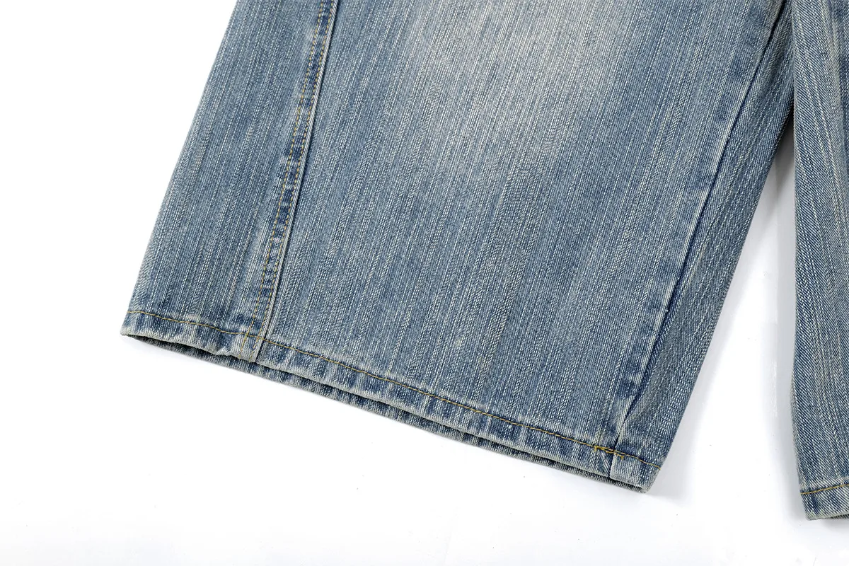 Jiayiku Men's  Summer New American Style Retro Washed Denim Shorts Distinctive Pocket Wide Leg Pants display picture 12