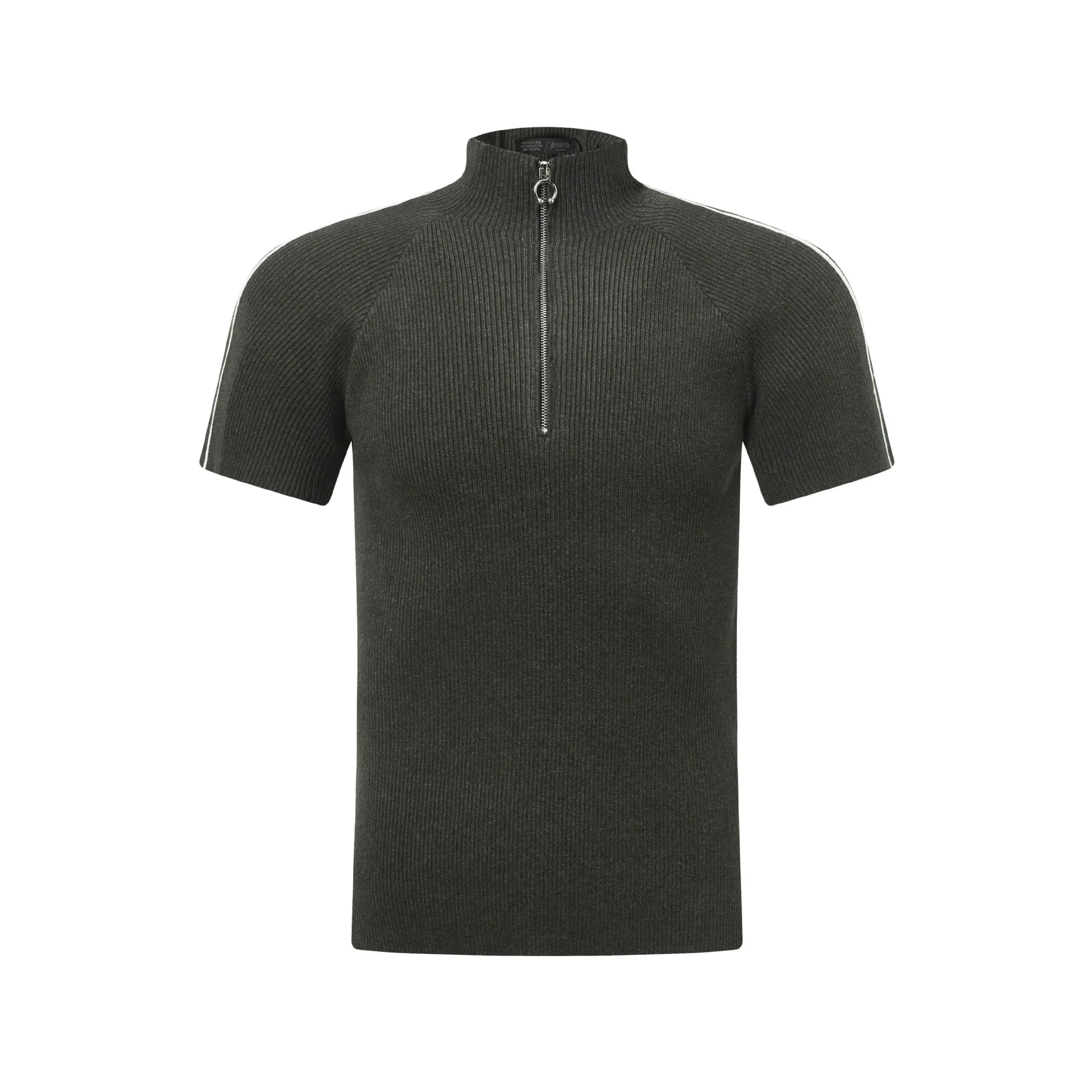 Jiayiku Men's  Summer  Light Luxury Threaded Base Shirt Solid Color Half Open Neck Slim-fit Short-sleeved T-shirt For Men display picture 22