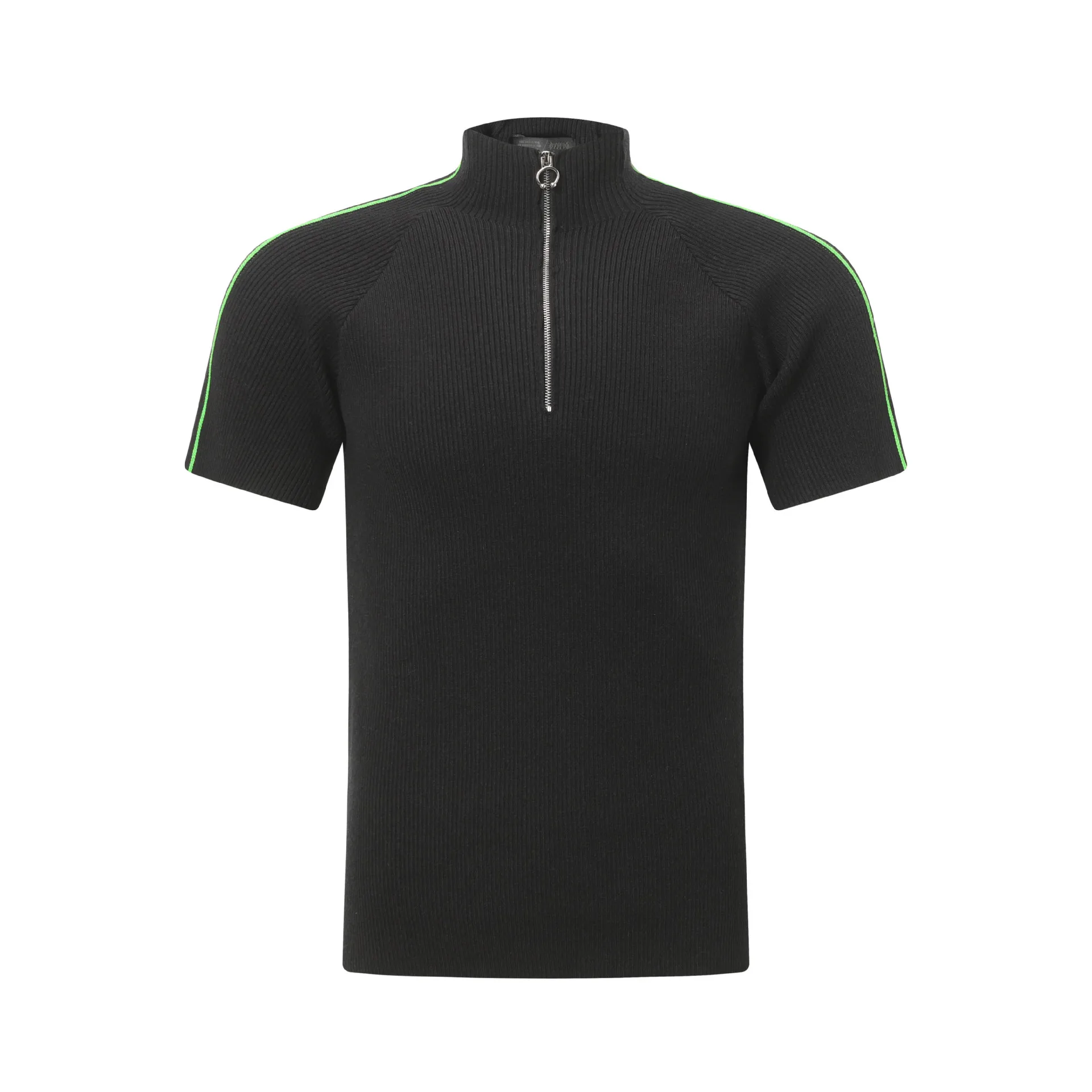 Jiayiku Men's  Summer  Light Luxury Threaded Base Shirt Solid Color Half Open Neck Slim-fit Short-sleeved T-shirt For Men display picture 24