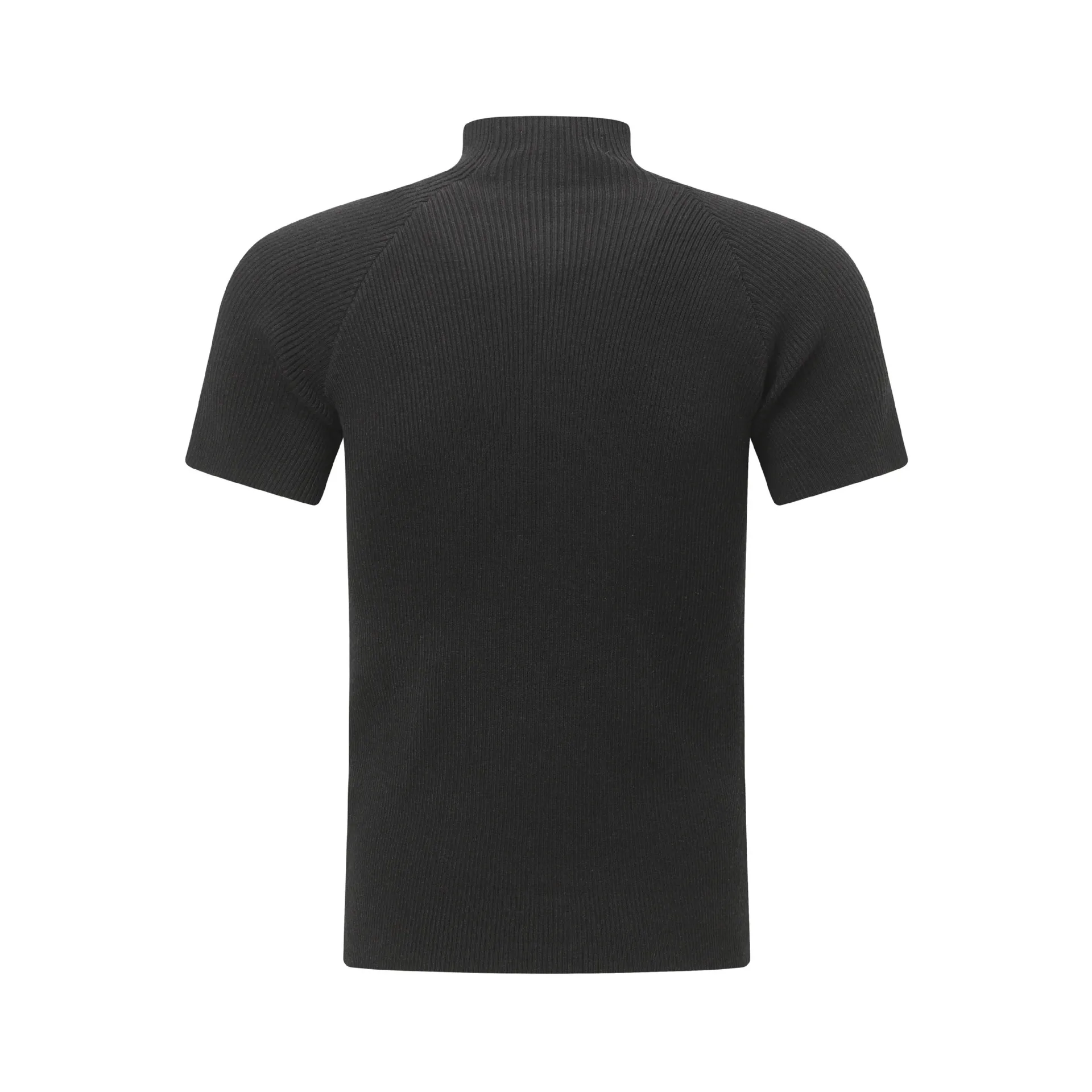 Jiayiku Men's  Summer  Light Luxury Threaded Base Shirt Solid Color Half Open Neck Slim-fit Short-sleeved T-shirt For Men display picture 25