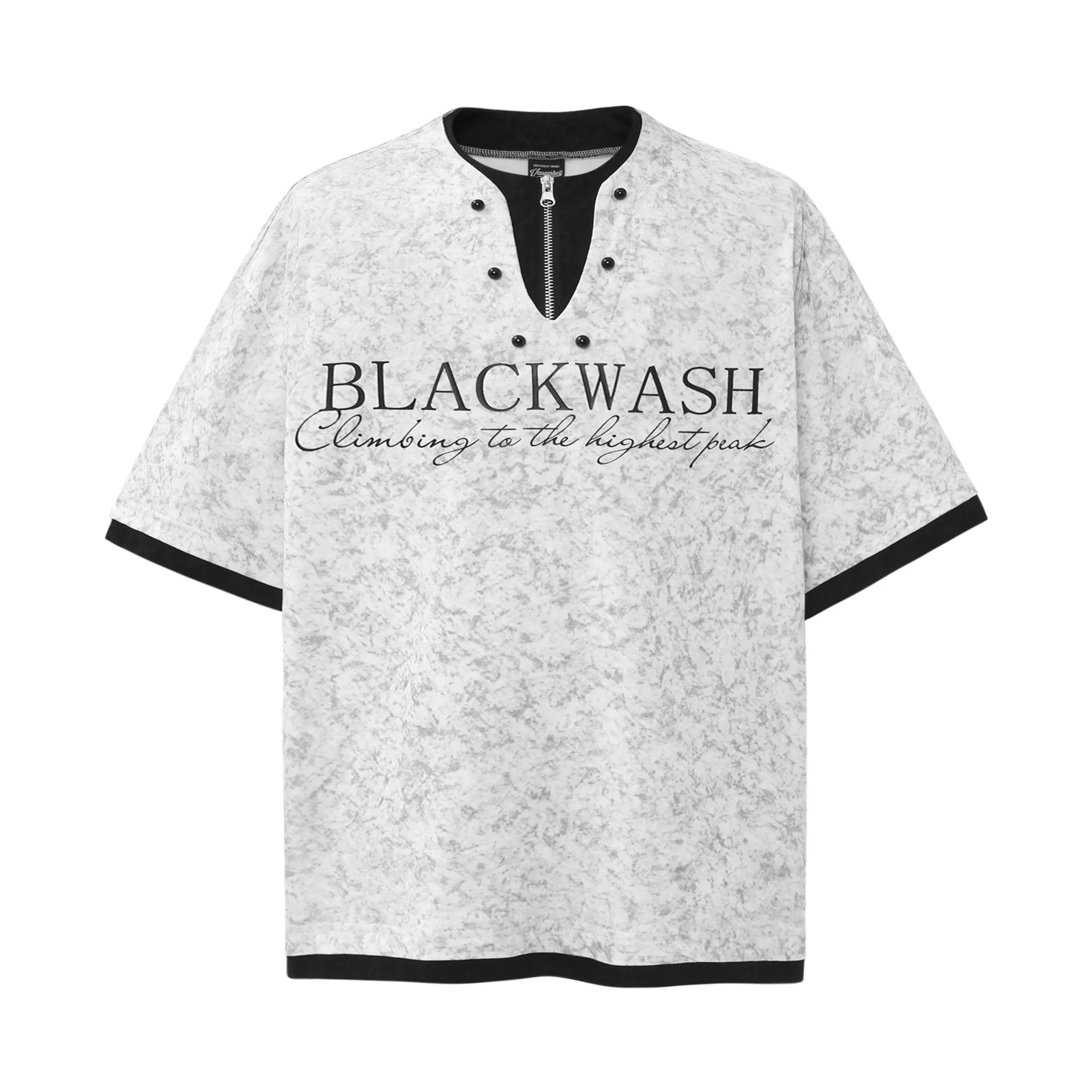 Jiayiku Men's  New Summer American-style Retro Niche Distinctive Beaded T-shirt Short-sleeved Trendy Men's High-end Sense display picture 4