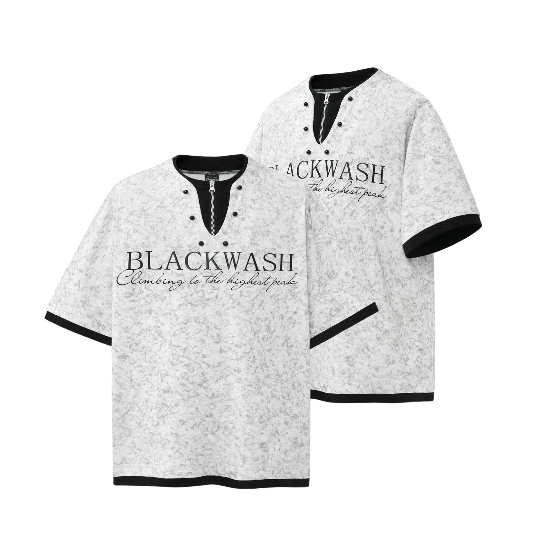 Jiayiku Men's  New Summer American-style Retro Niche Distinctive Beaded T-shirt Short-sleeved Trendy Men's High-end Sense display picture 10