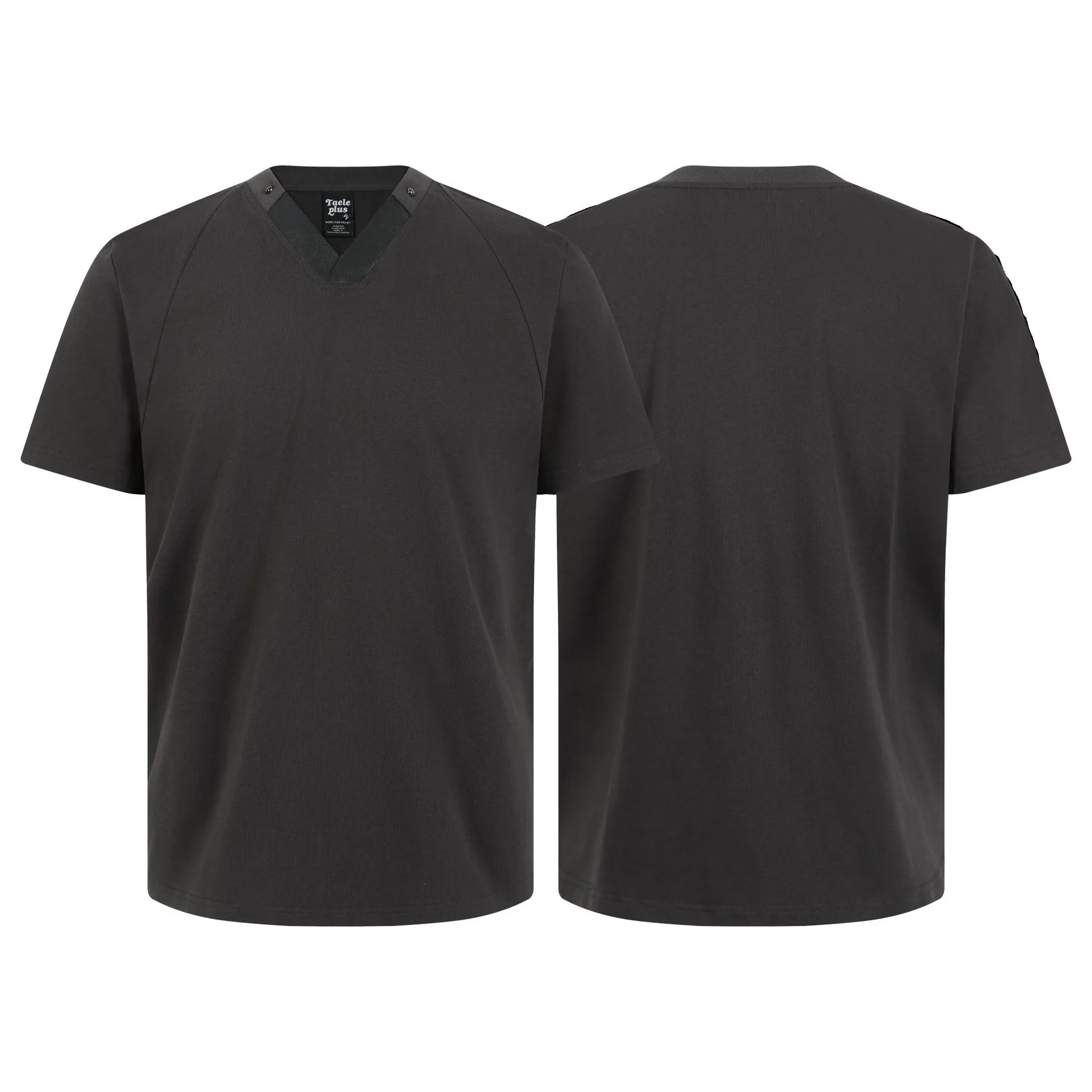 Jiayiku Men's  Summer New American Retro Referee Uniform With Leather And Rivet Design V-Neck Short Sleeve T-Shirt display picture 2