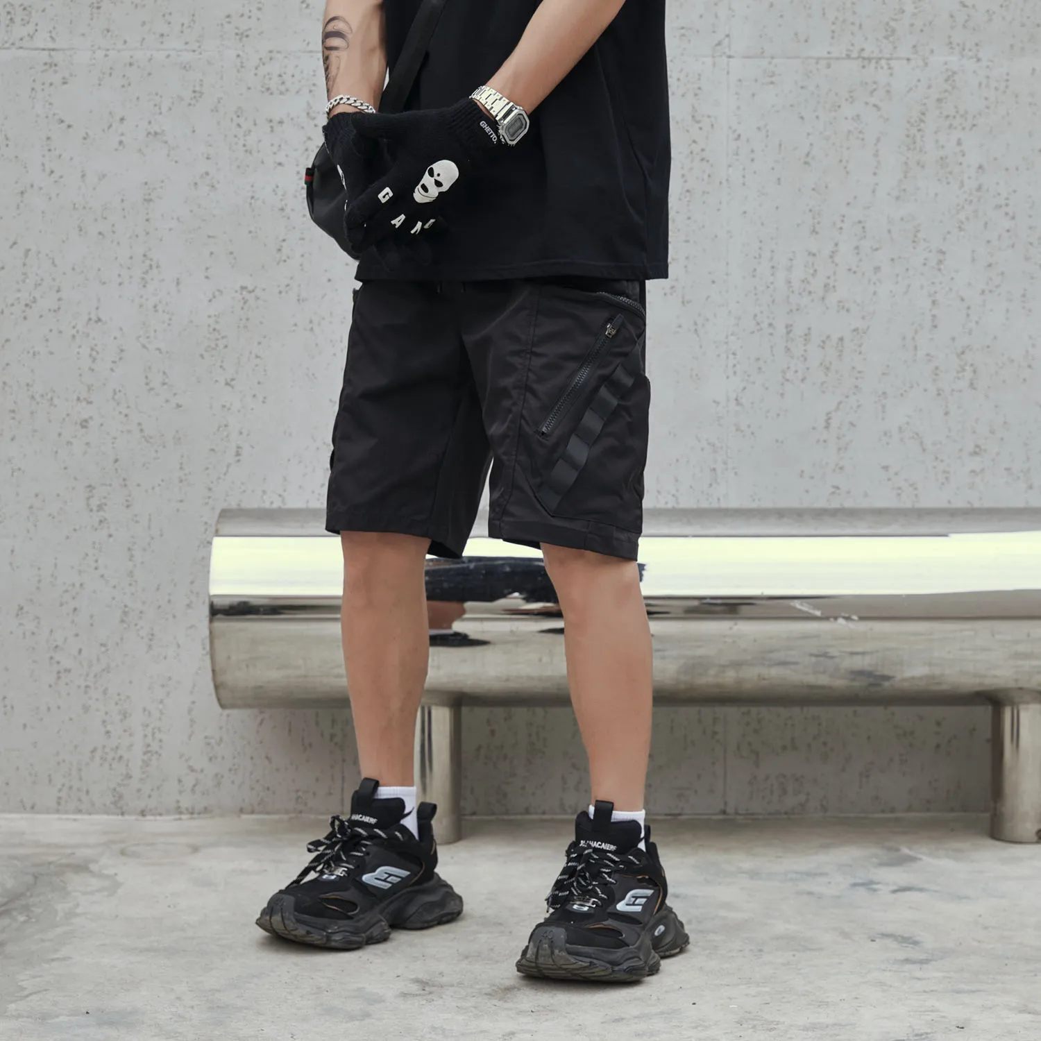 Jiayiku Men's  National Trend Functional Tactical Multi-Pocket Cargo Shorts Personality   Mid-Length Shorts For Men display picture 11