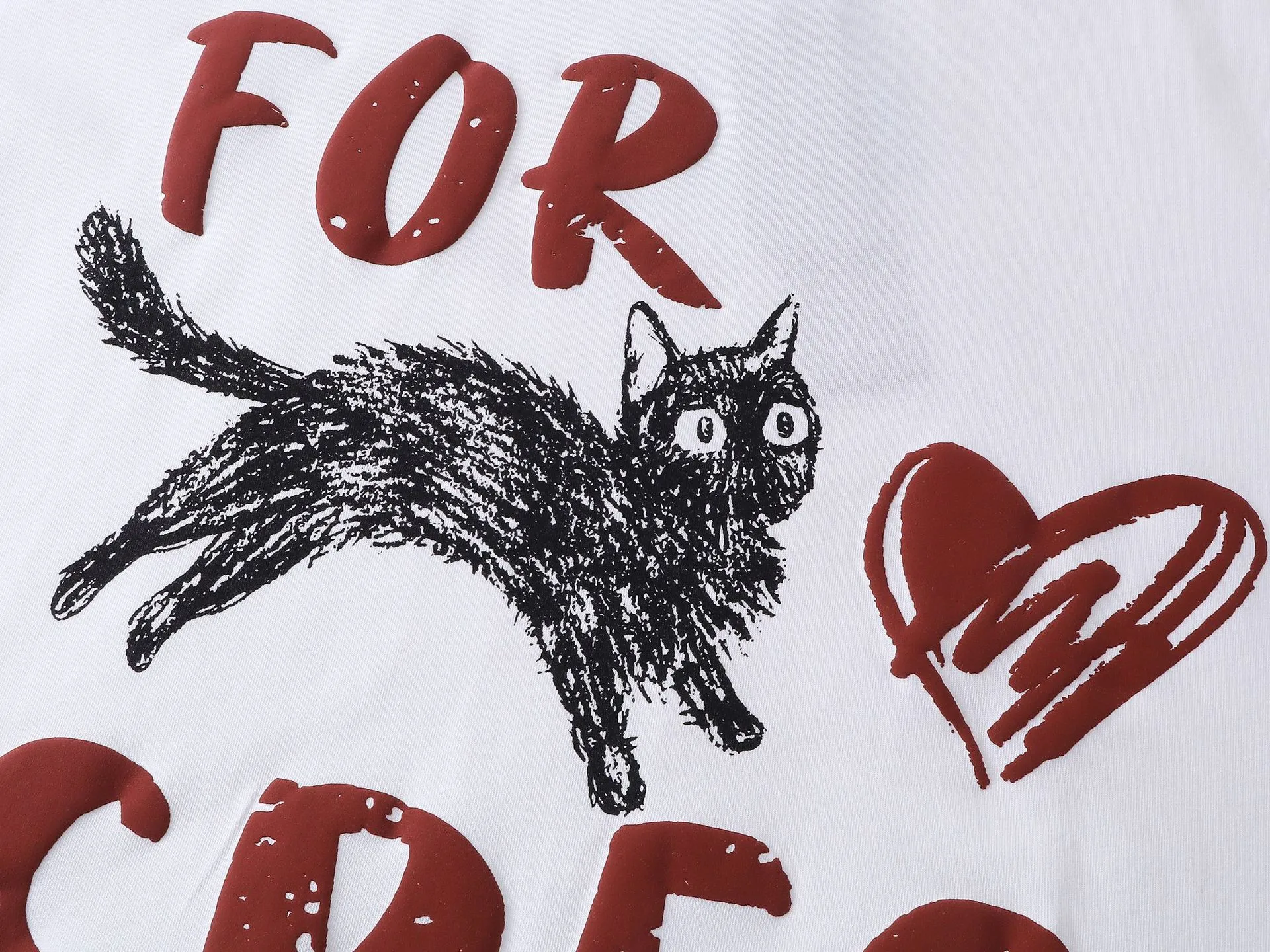 Jiayiku Men's  Summer American Retro Fashion Brand Heavy 300g Fun Cat Graffiti Short Sleeve T-shirt Men display picture 8