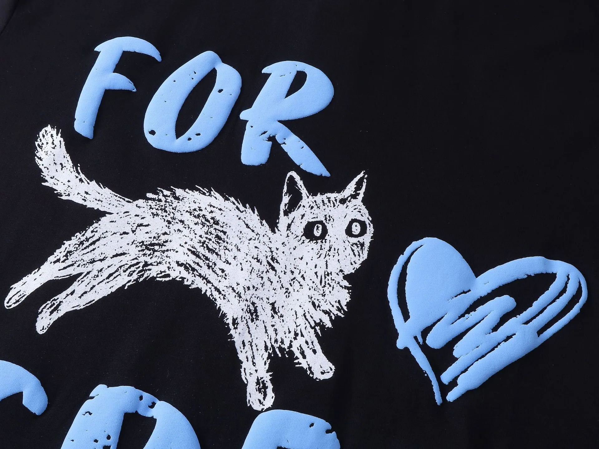 Jiayiku Men's  Summer American Retro Fashion Brand Heavy 300g Fun Cat Graffiti Short Sleeve T-shirt Men display picture 14