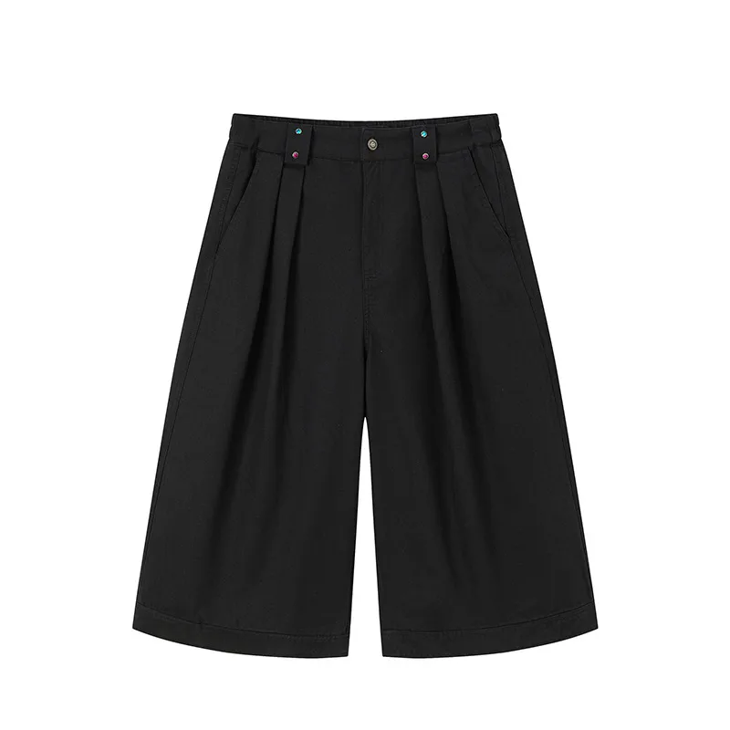 Jiayiku Trendy Brand |  American Retro Suit Shorts Men's Pleated Diamond High Street Vibe Wide-Leg Pants display picture 2