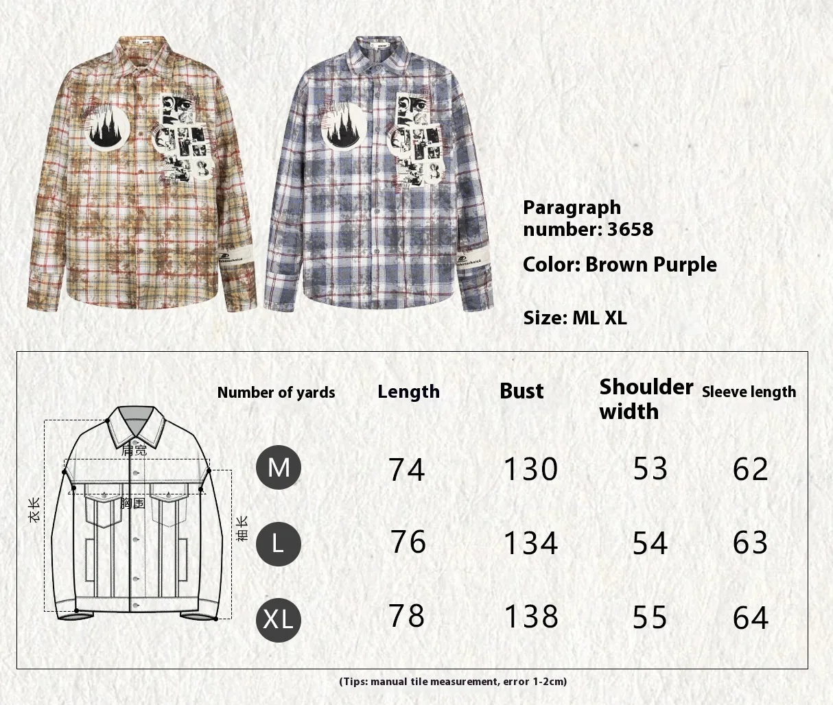Jiayiku Men's  Spring American Retro Cleanfit Paid Embroidered Plaid Shirt Antique Style Shirt display picture 1