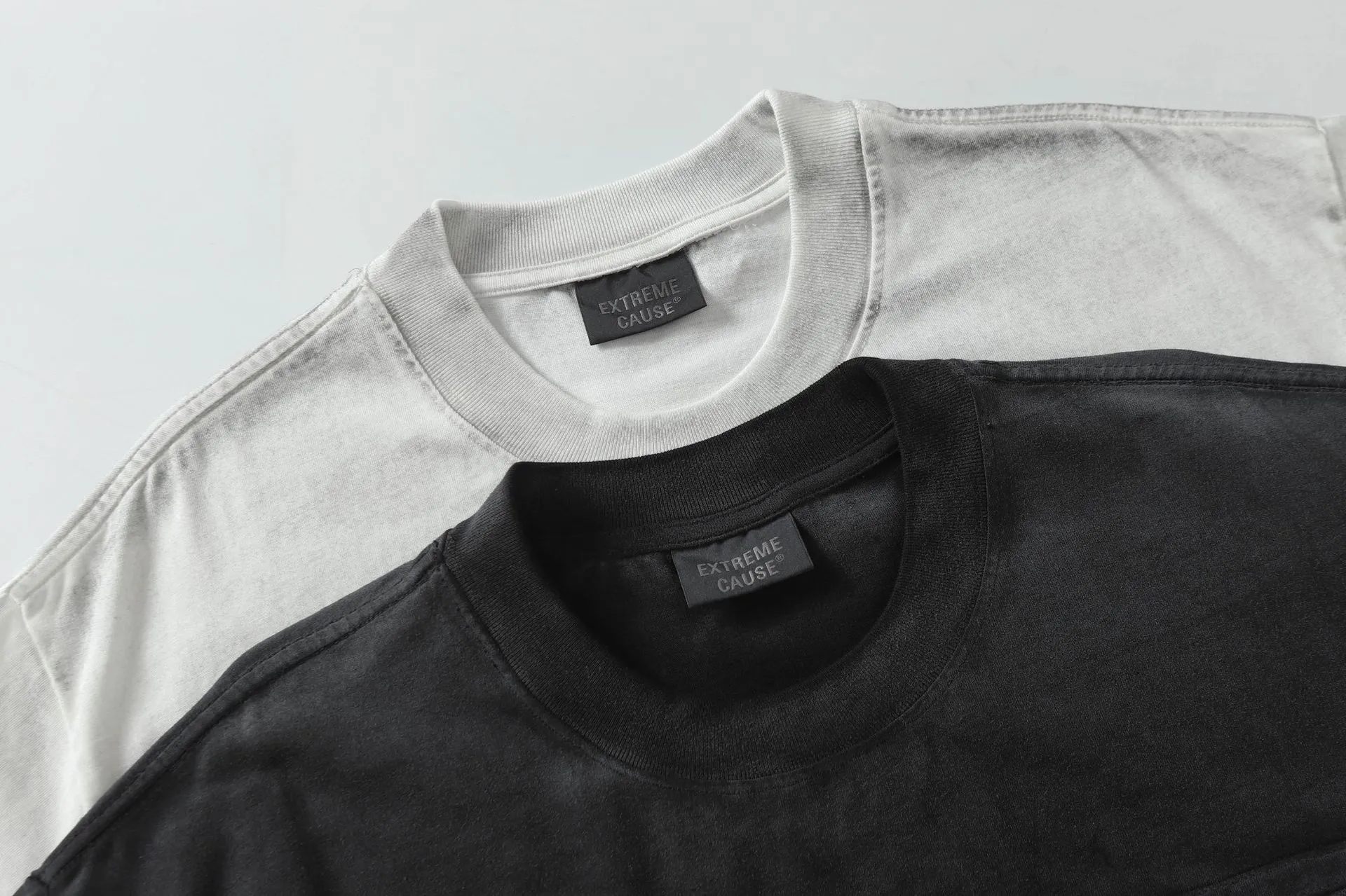 Jiayiku Men's  Summer American Retro Trendy Brand Washed Tee Dirty Dye Old Cut Hole Short-sleeved T-shirt For Men display picture 9